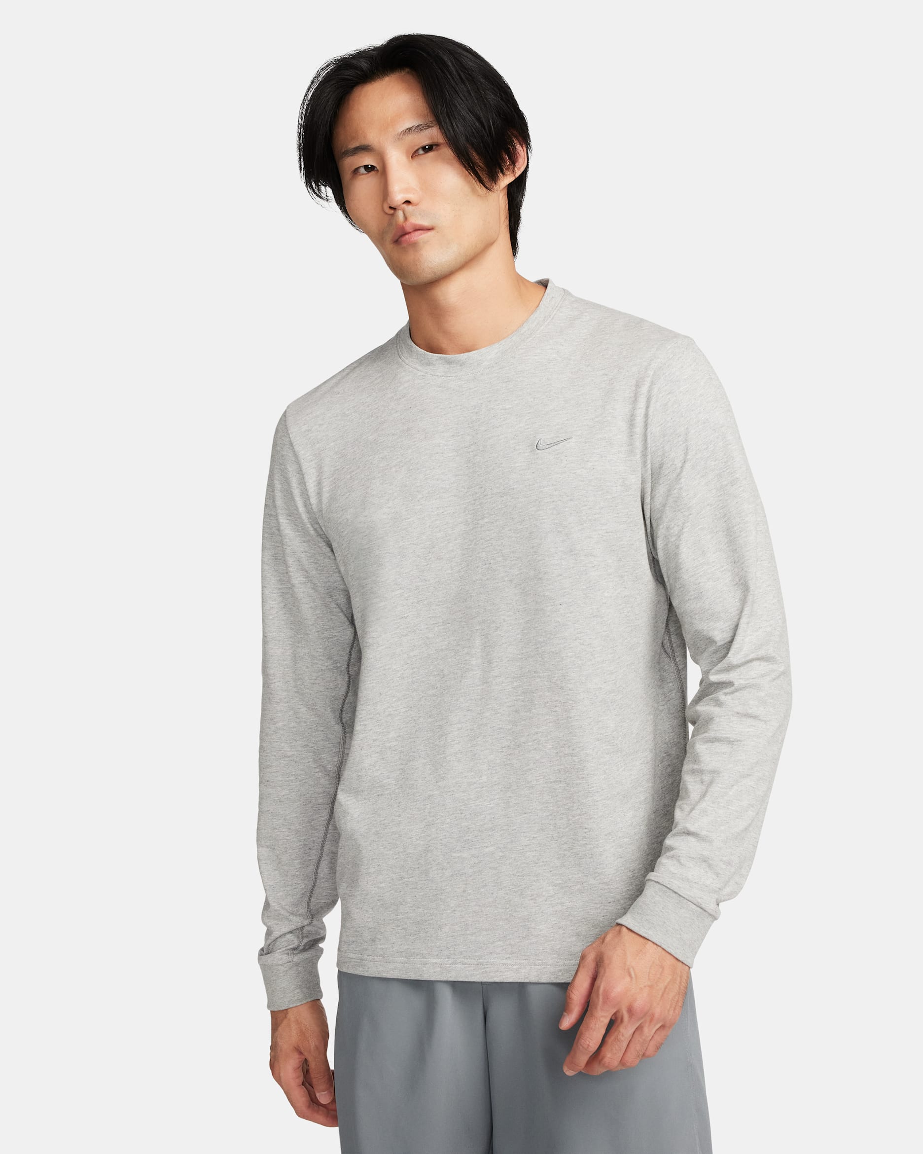 Nike Primary Men's Dri-FIT Long-Sleeve Versatile Top - Dark Grey Heather/Heather/Smoke Grey