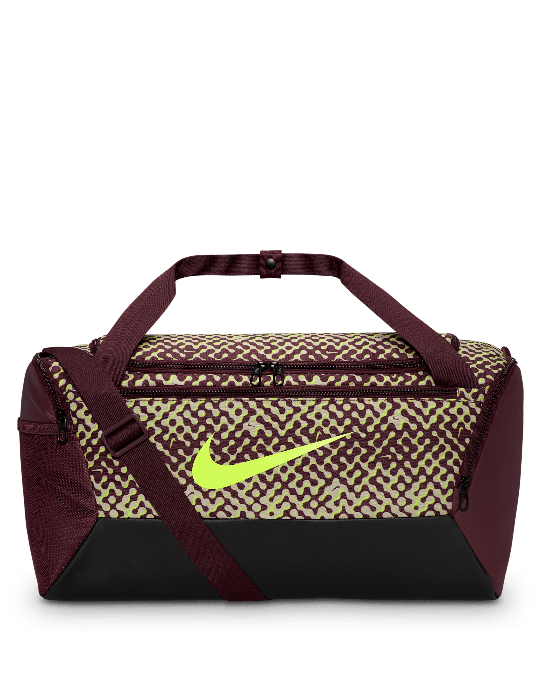 Nike Brasilia Duffel Bag (Small, 41L) - Burgundy Crush/Black/Volt