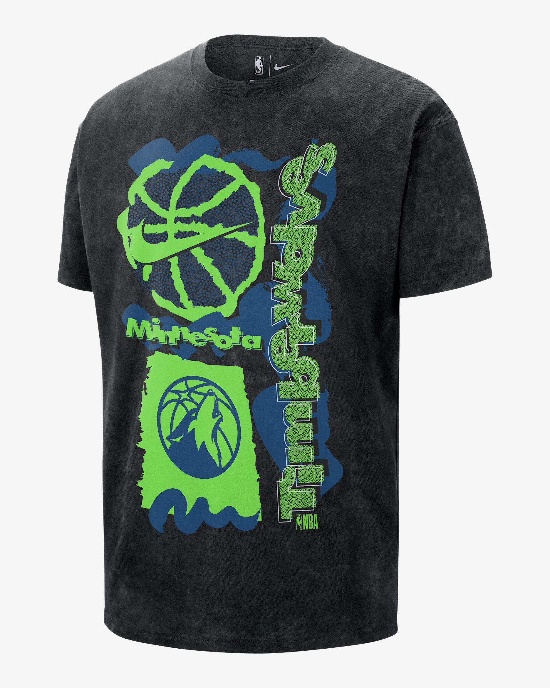 Minnesota Timberwolves Courtside Men's Nike NBA Max90 T-Shirt - Black/Black