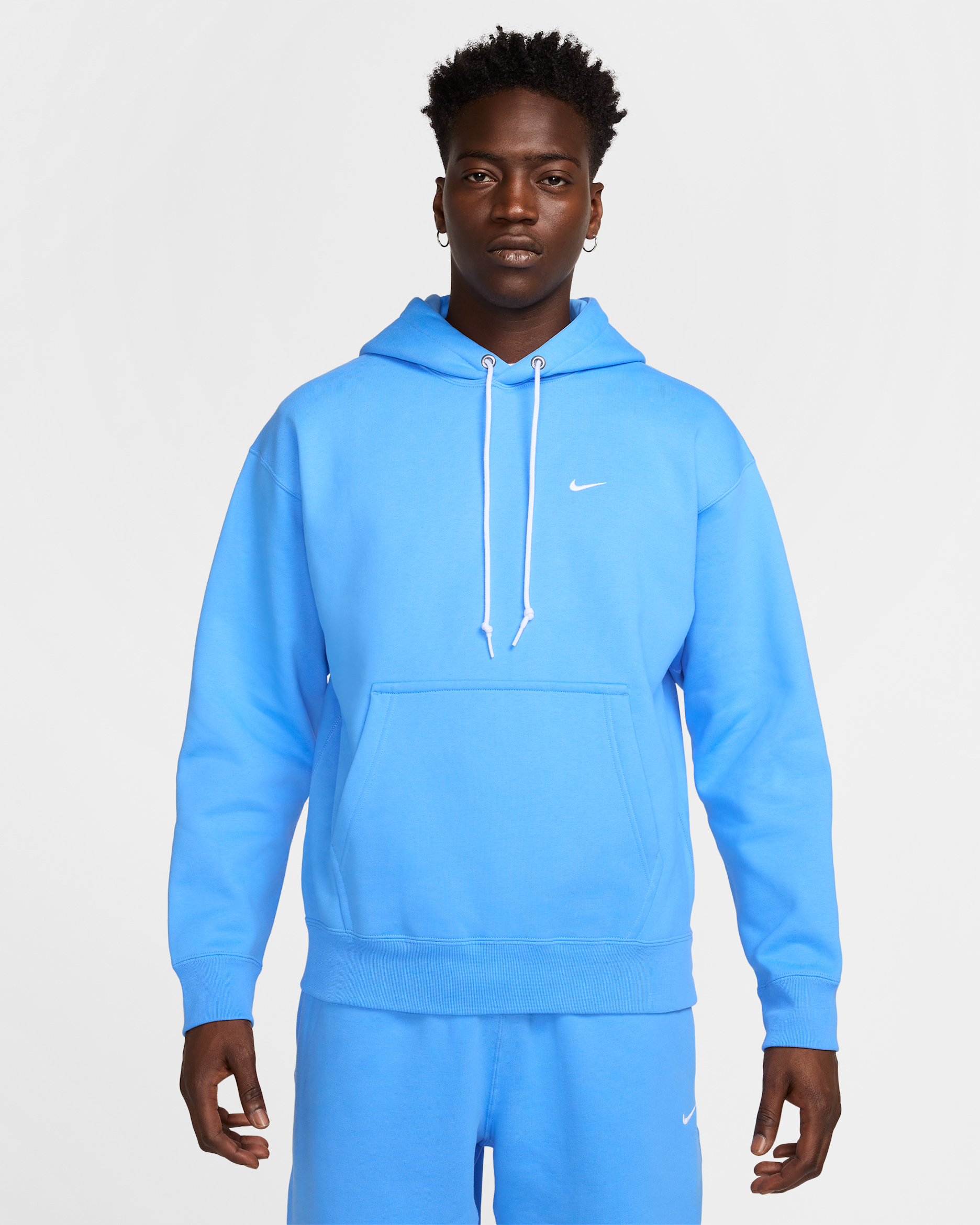 Nike Solo Swoosh Men's Fleece Pullover Hoodie - University Blue/White
