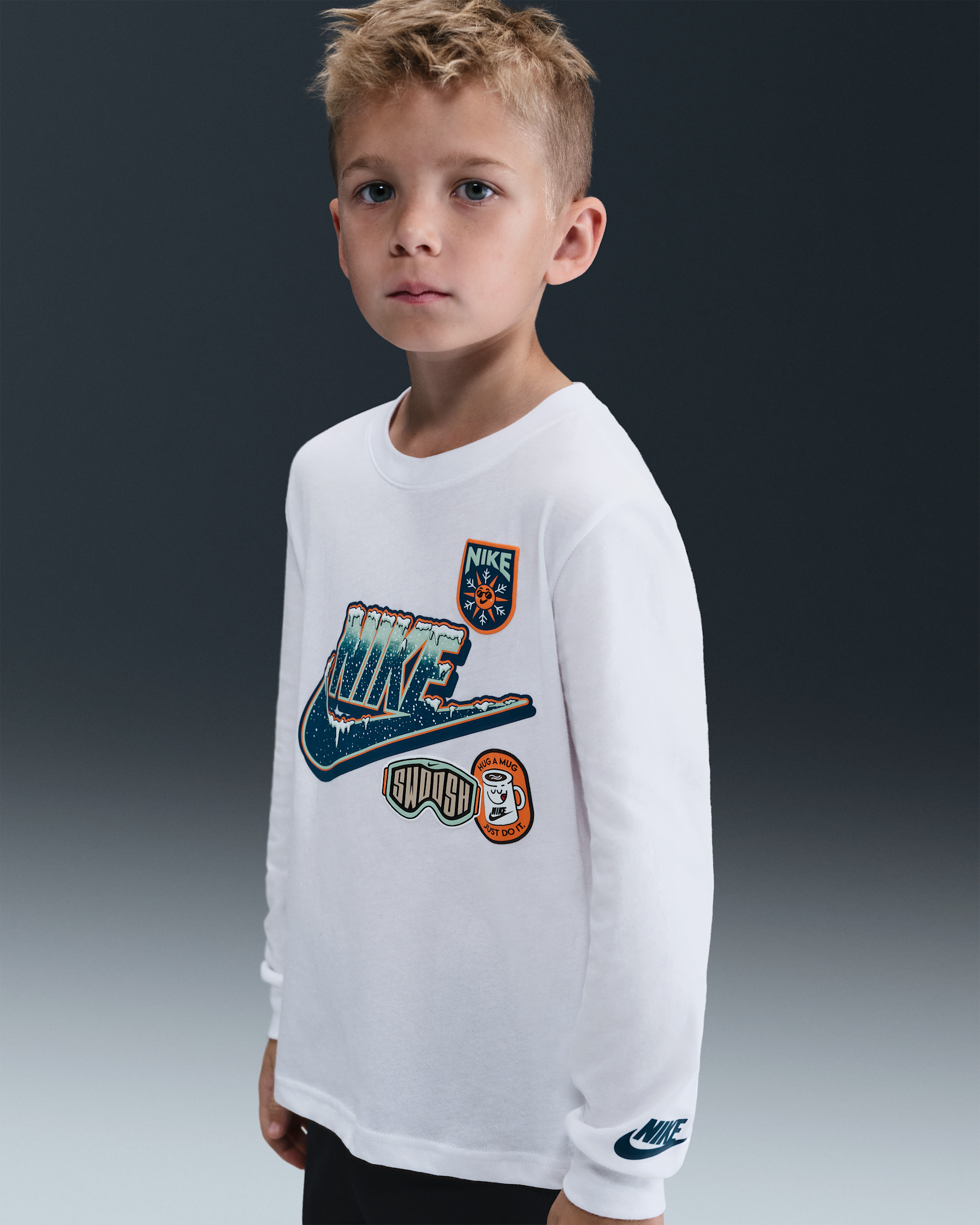 Nike Little Kids' Snow Day Long Sleeve T-Shirt - White