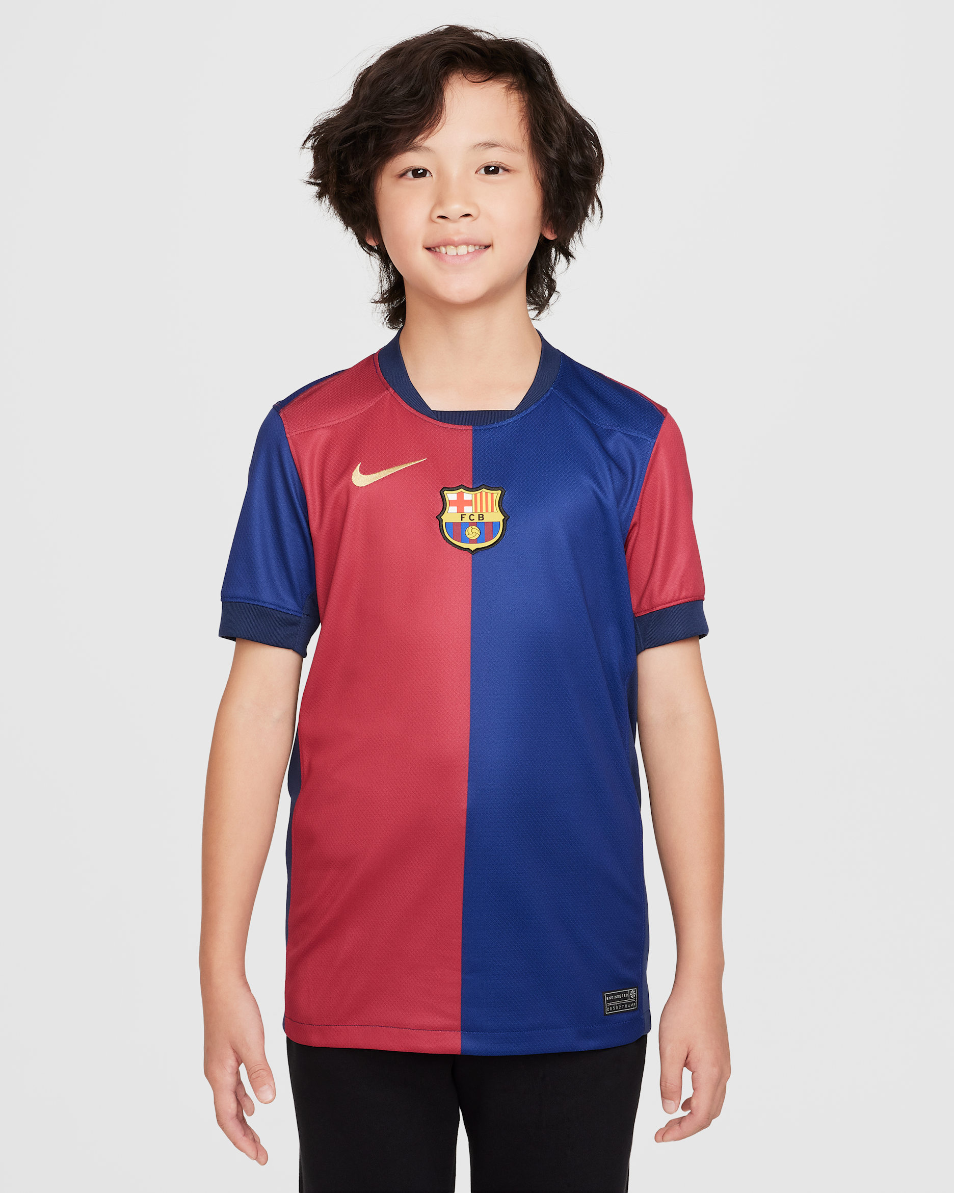 Jersey de fútbol Nike Dri-FIT Replica del FC Barcelona local 2024/25 Stadium para niños talla grande - Azul royal intenso/Azul marino medianoche/Rojo noble/Oro club