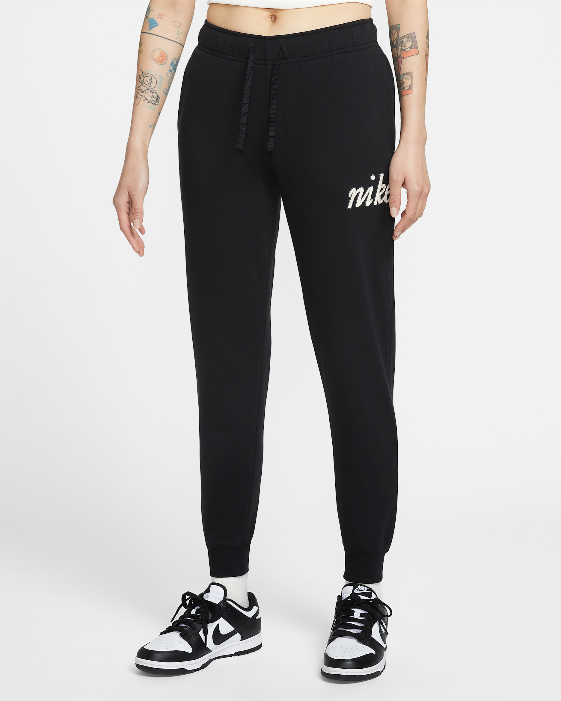 Nike Sportswear Club Fleece Women's Mid-Rise Tracksuit Bottoms - Black/Coconut Milk