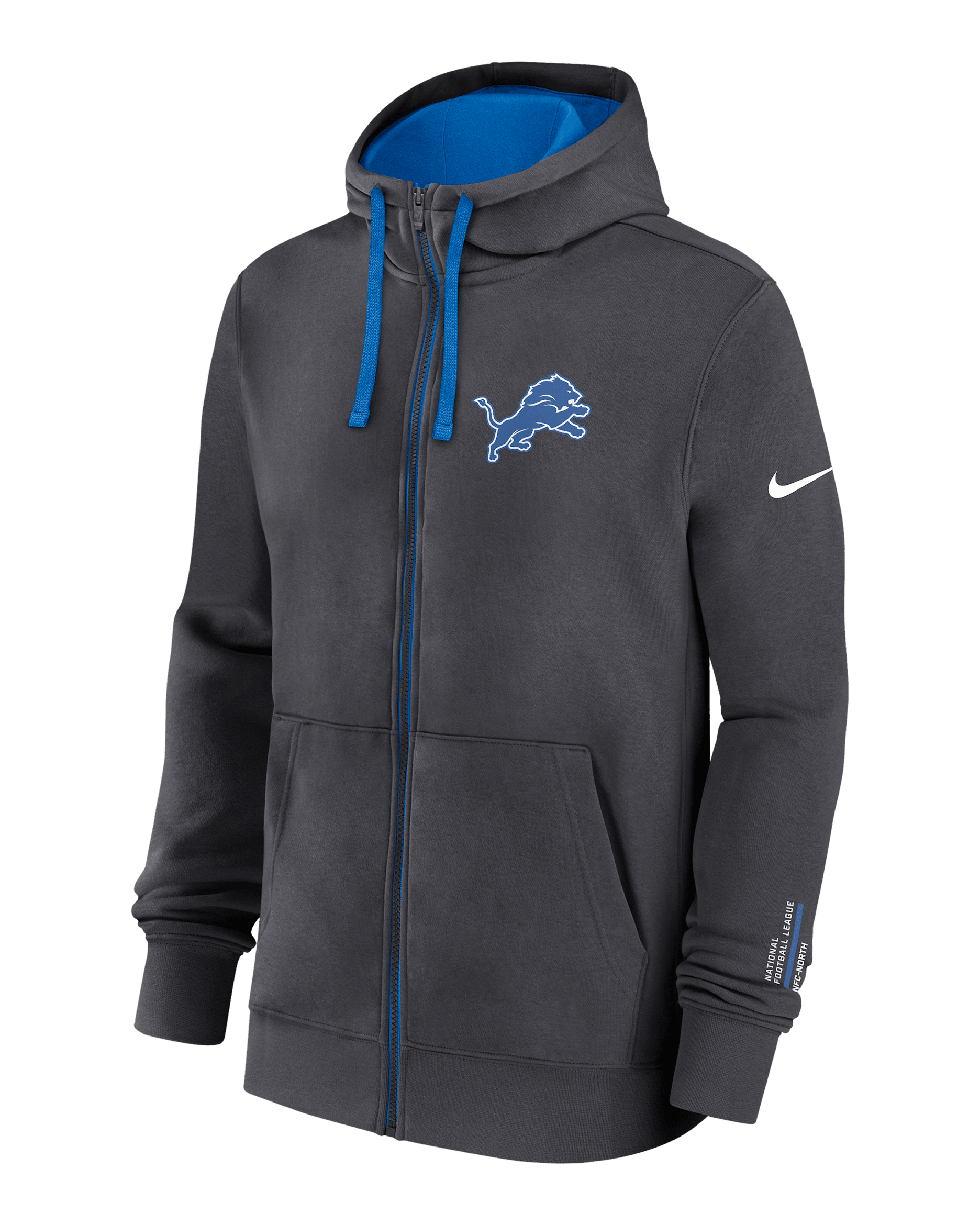 Detroit Lions Playbook Page Club Men's Nike NFL Full-Zip Hoodie - Anthracite