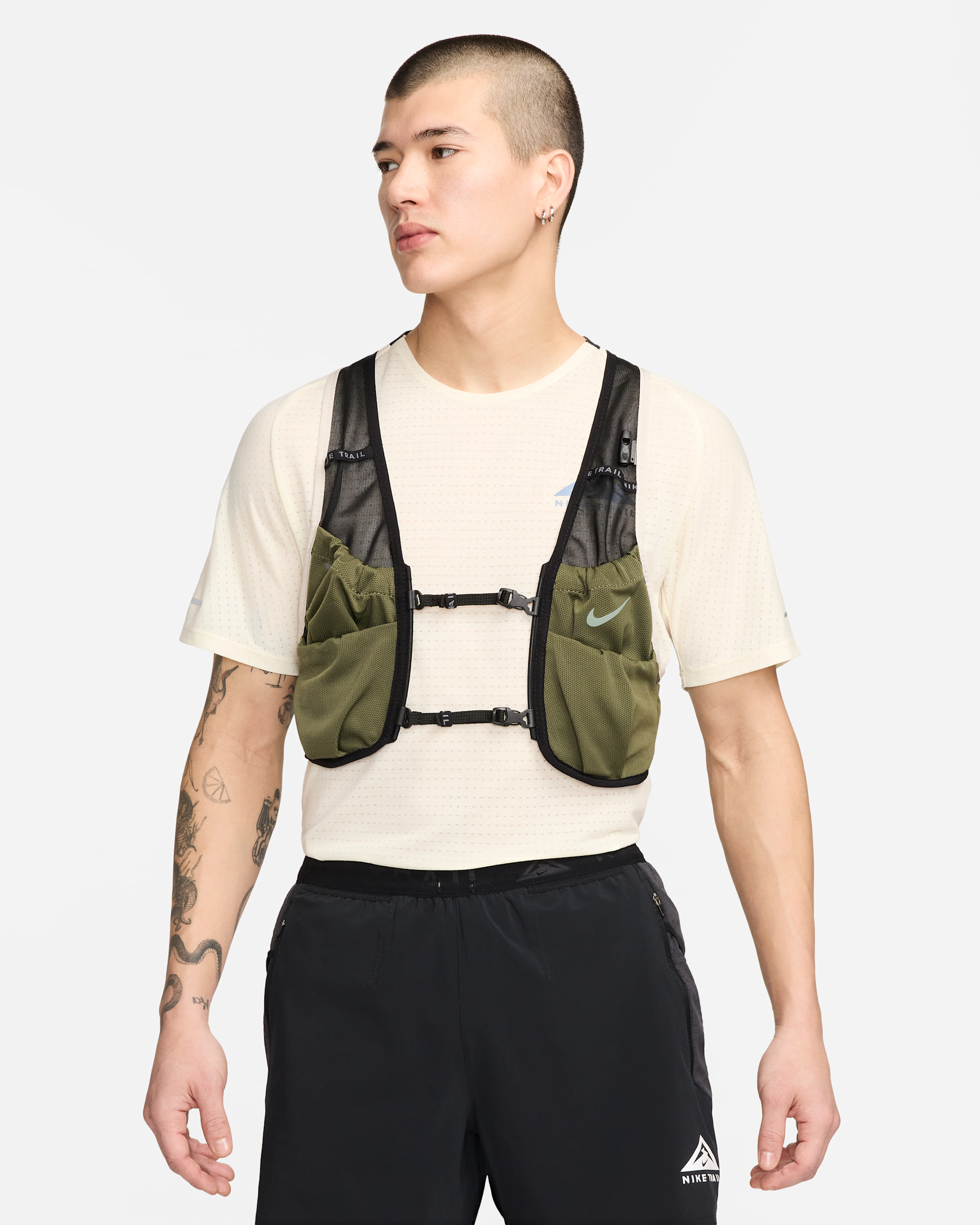 Veste sans manches de running Nike Trail 2.0 pour homme - Noir/Medium Olive/Vapor Green
