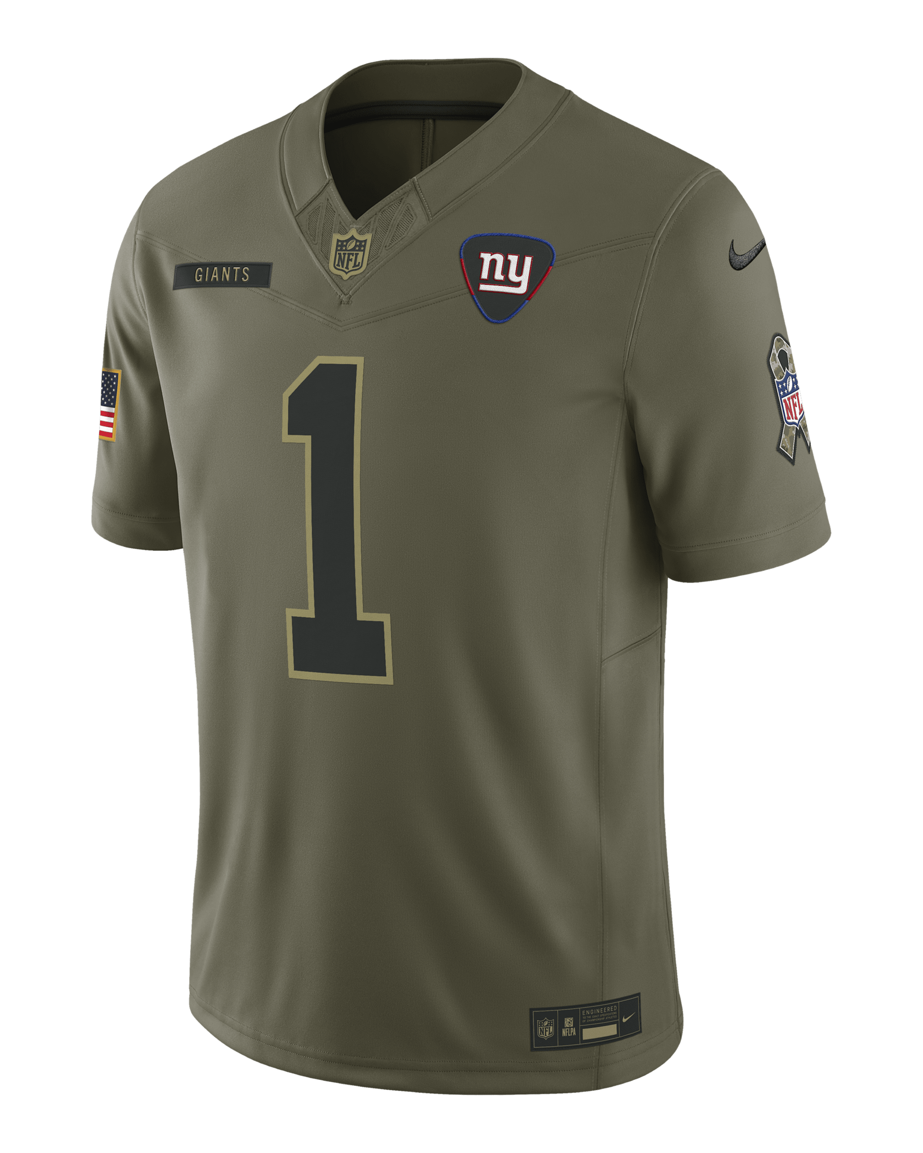 Jersey Nike Dri-FIT de la NFL Limited para hombre Malik Nabers New York Giants Salute to Service - Oliva medio
