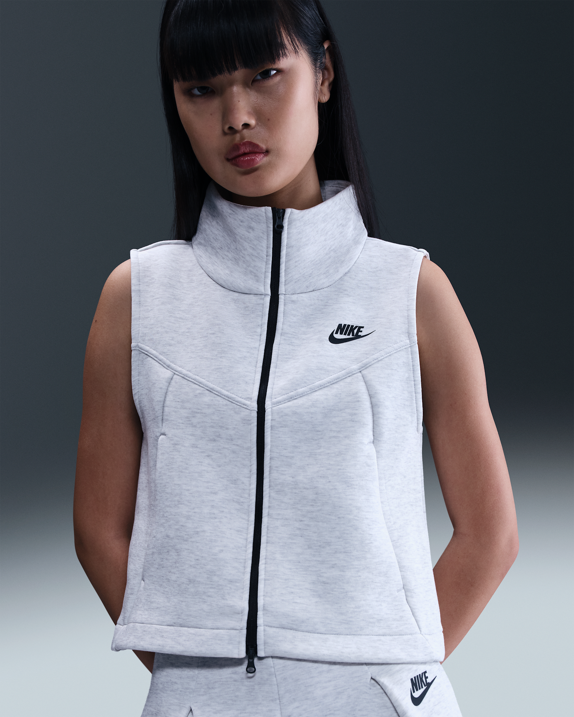 Nike Sportswear Tech Fleece Women's Full-Zip Vest - Light Grey/Heather/Black