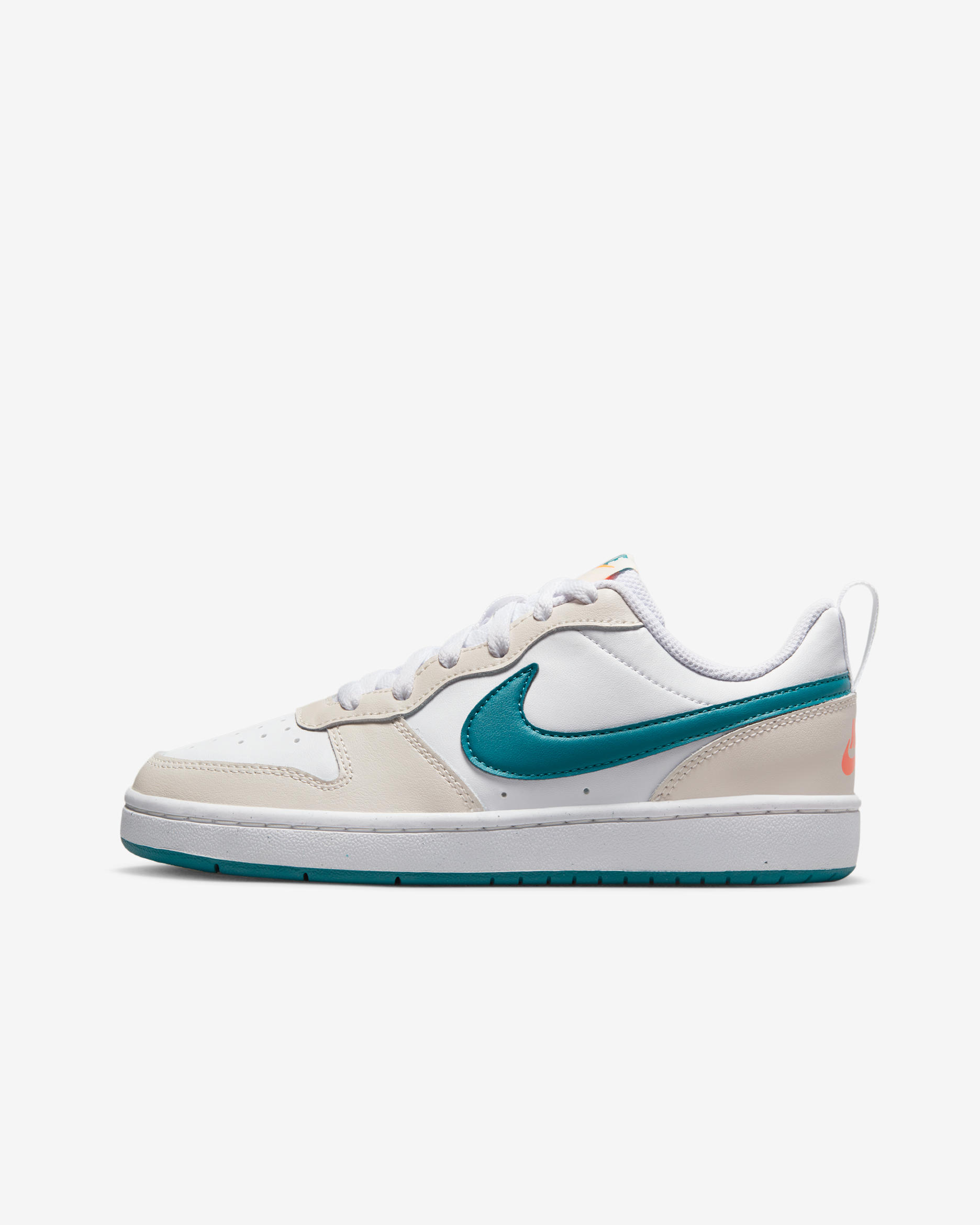 รองเท้าเด็กโต Nike Court Borough Low 2 - Phantom/ขาว/Total Orange/Bright Spruce