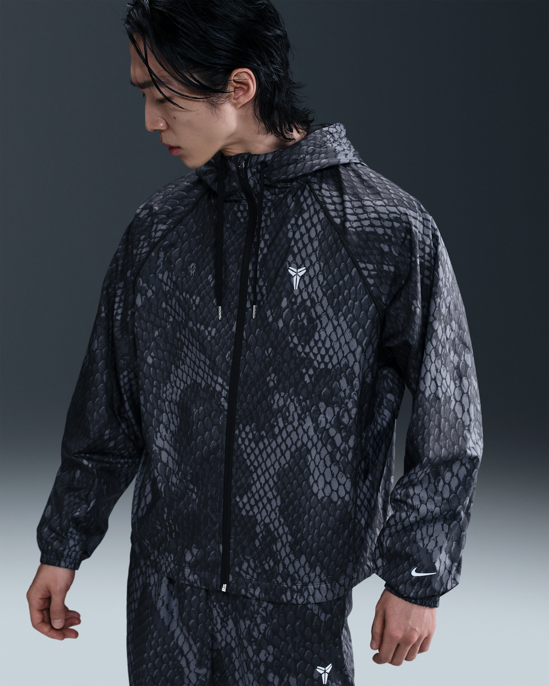 เสื้อแจ็คเก็ตผู้ชายแบบทอ Kobe - ดำ