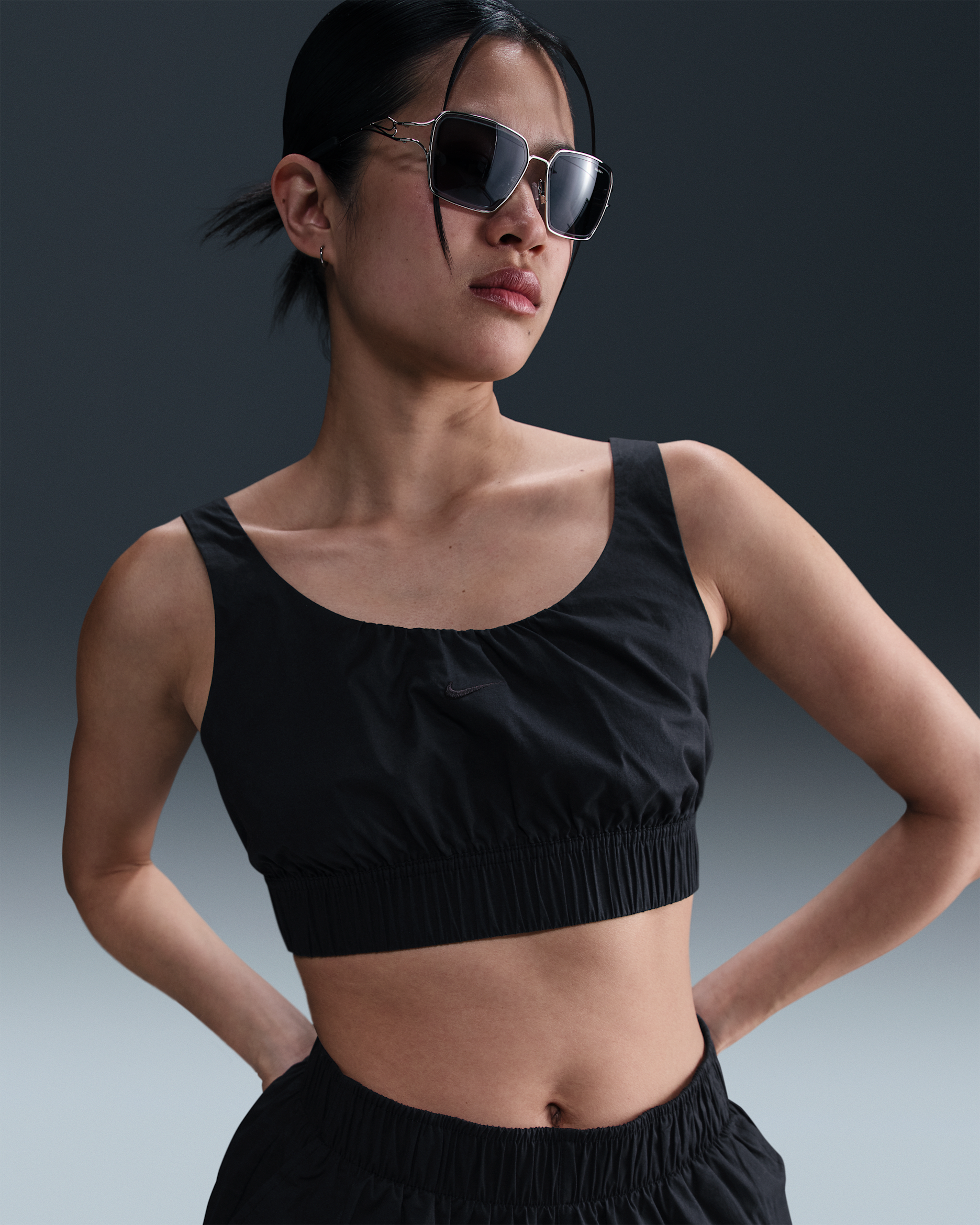 Nike Sportswear Chill Poplin Women's Slim Cropped Tank Top - Black/Black