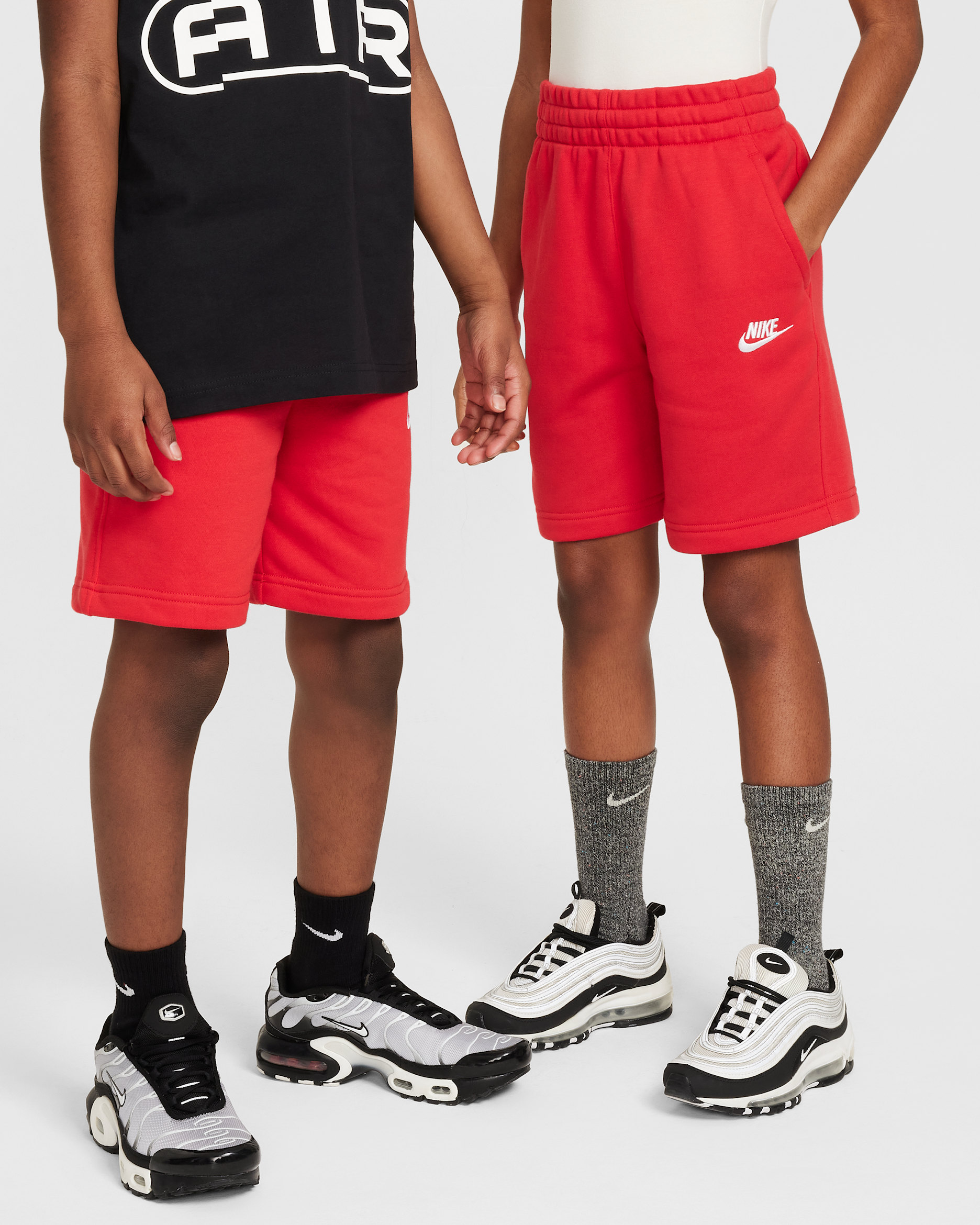 Nike Sportswear Club Fleece Big Kids' French Terry Shorts - University Red/White
