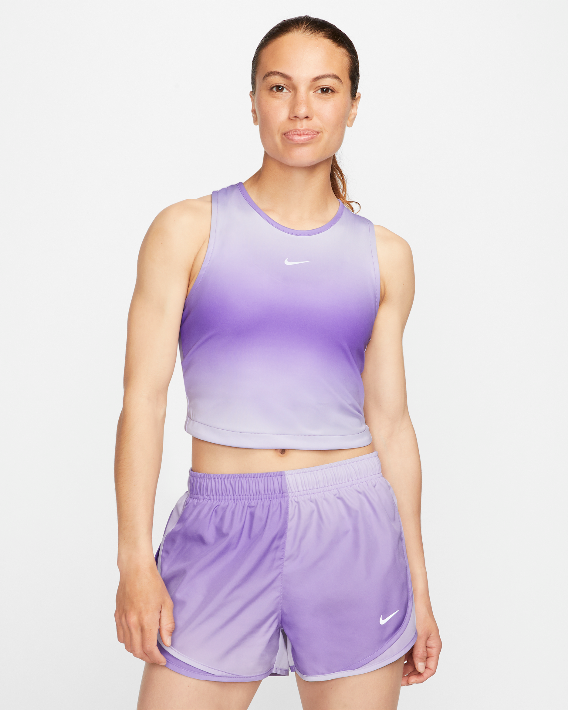 Nike Dri-FIT Swoosh Women's Cropped Running Tank Top - Space Purple