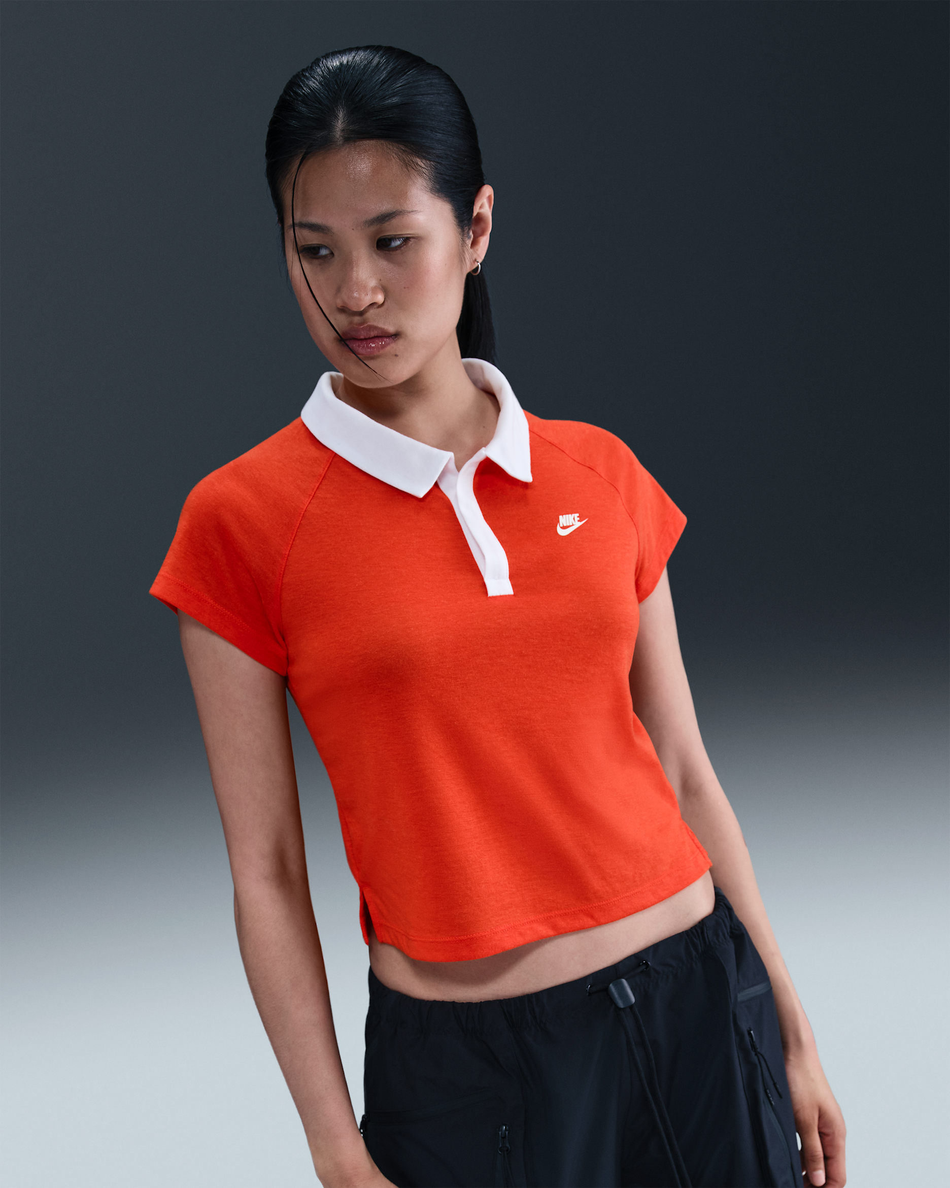 Nike Sportswear Women's Slim Retro Polo Top - Picante Red/White/Sail