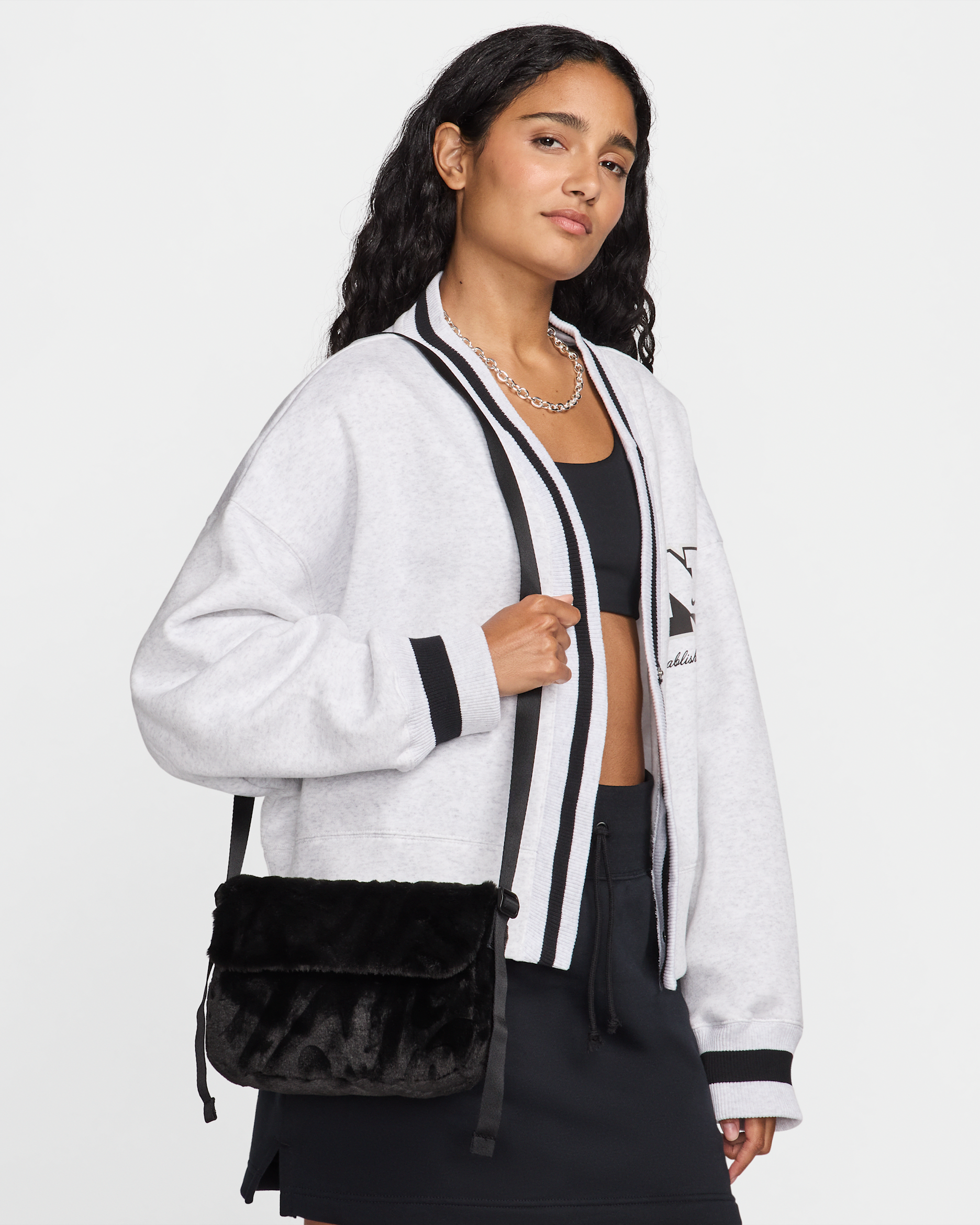 Nike Sportswear Futura 365 Faux Fur Cross-Body Bag (1L) - Black/Black/Black
