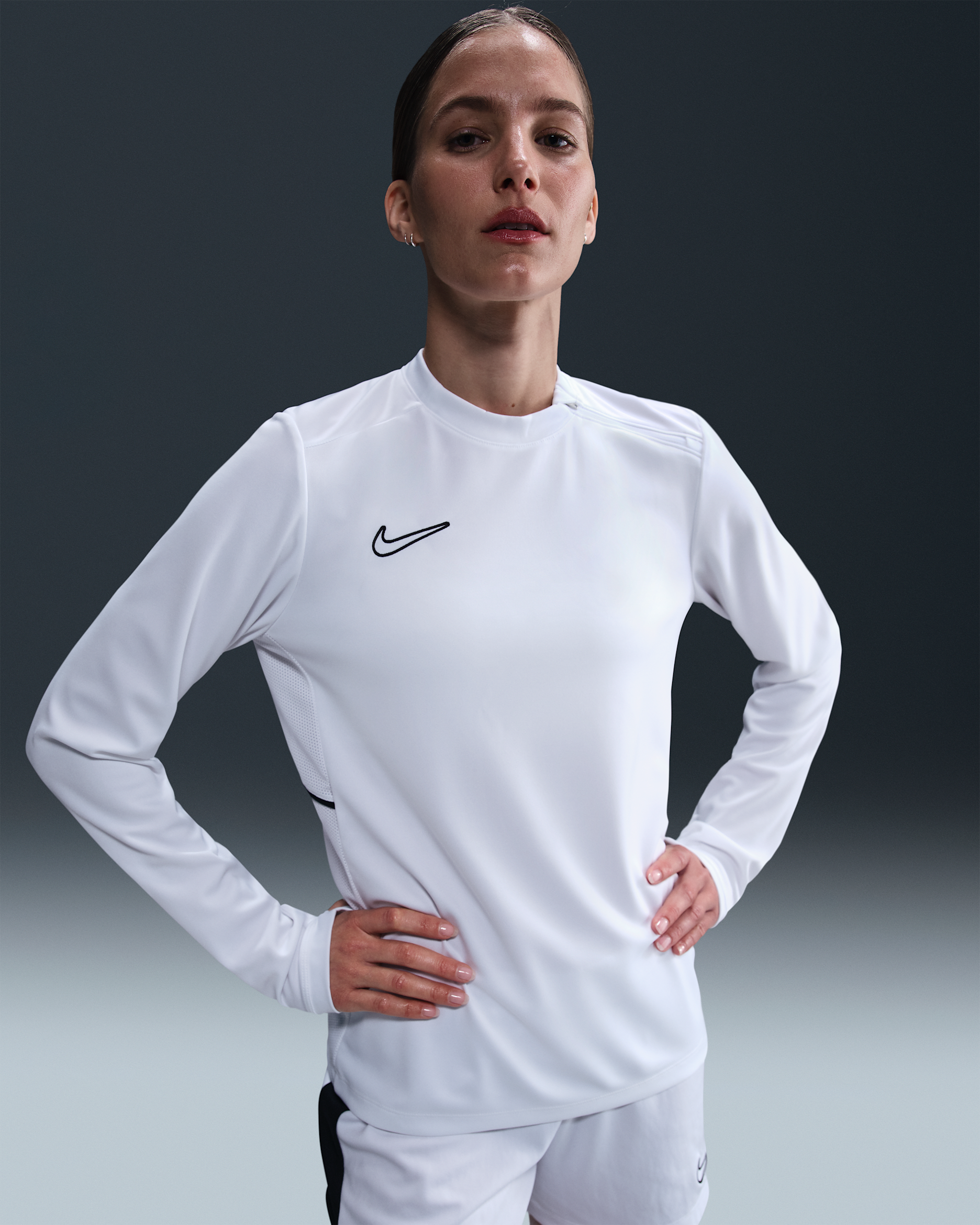 Nike Academy Women's Dri-FIT Crew-Neck Long-Sleeve Soccer Top - White/White/Black/Black