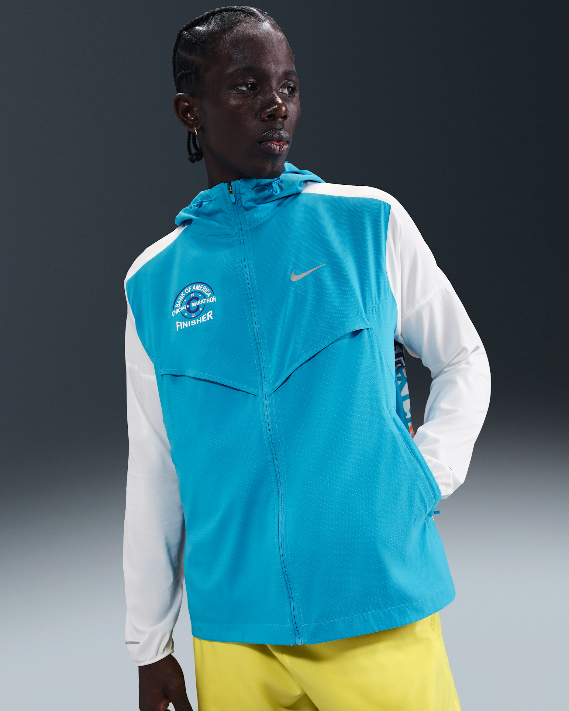 Nike Impossibly Light Men's Hooded Running Jacket - Light Current Blue/White/Deep Night/White