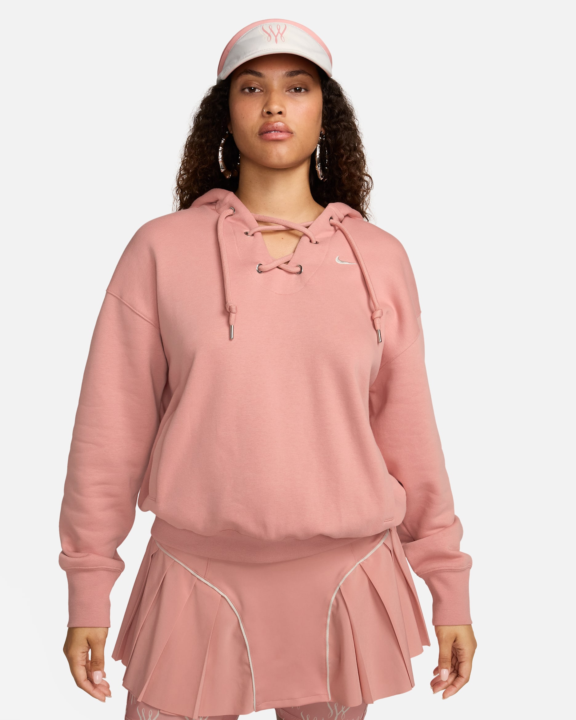 Serena Williams Design Crew Women's Fleece Pullover Hoodie - Rust Pink/Rust Pink/Rust Pink/Light Bone