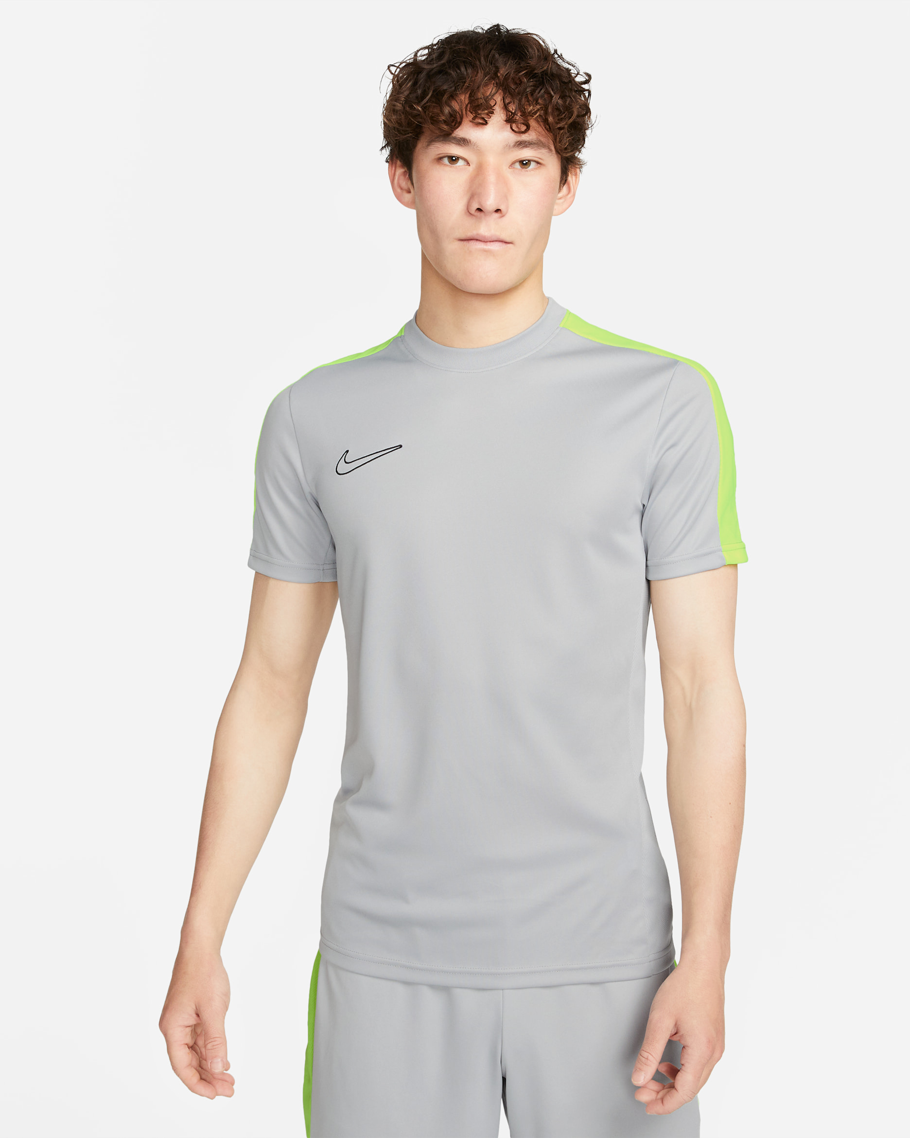 Nike Dri-FIT Academy Men's Short-Sleeve Football Top - Flat Silver/Volt/Black