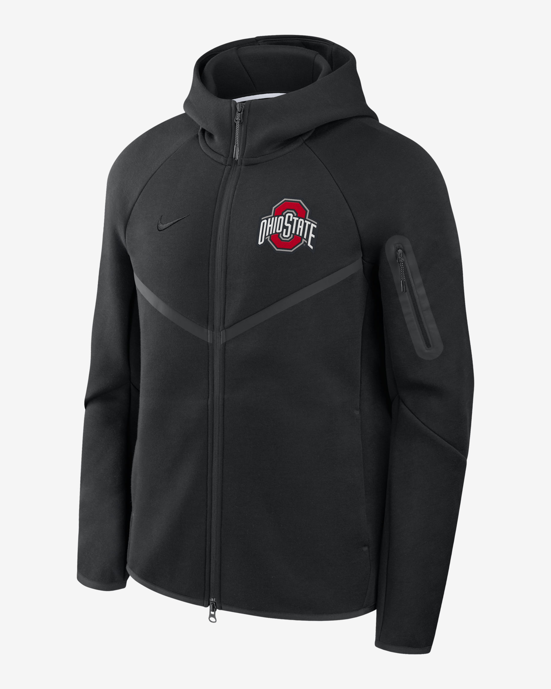 Ohio State Tech Fleece Windrunner Men's Nike College Full-Zip Hooded Jacket - Black