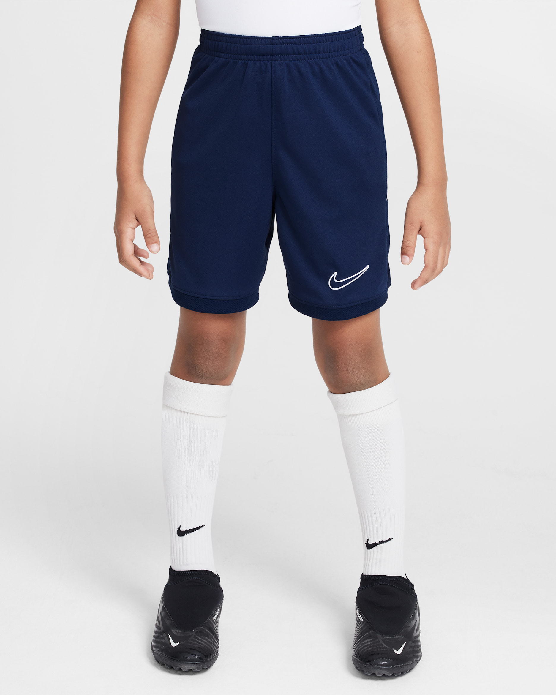 Ποδοσφαιρικό σορτς Dri-FIT Nike Academy για μεγάλα παιδιά 18 cm - Midnight Navy/Midnight Navy/Λευκό