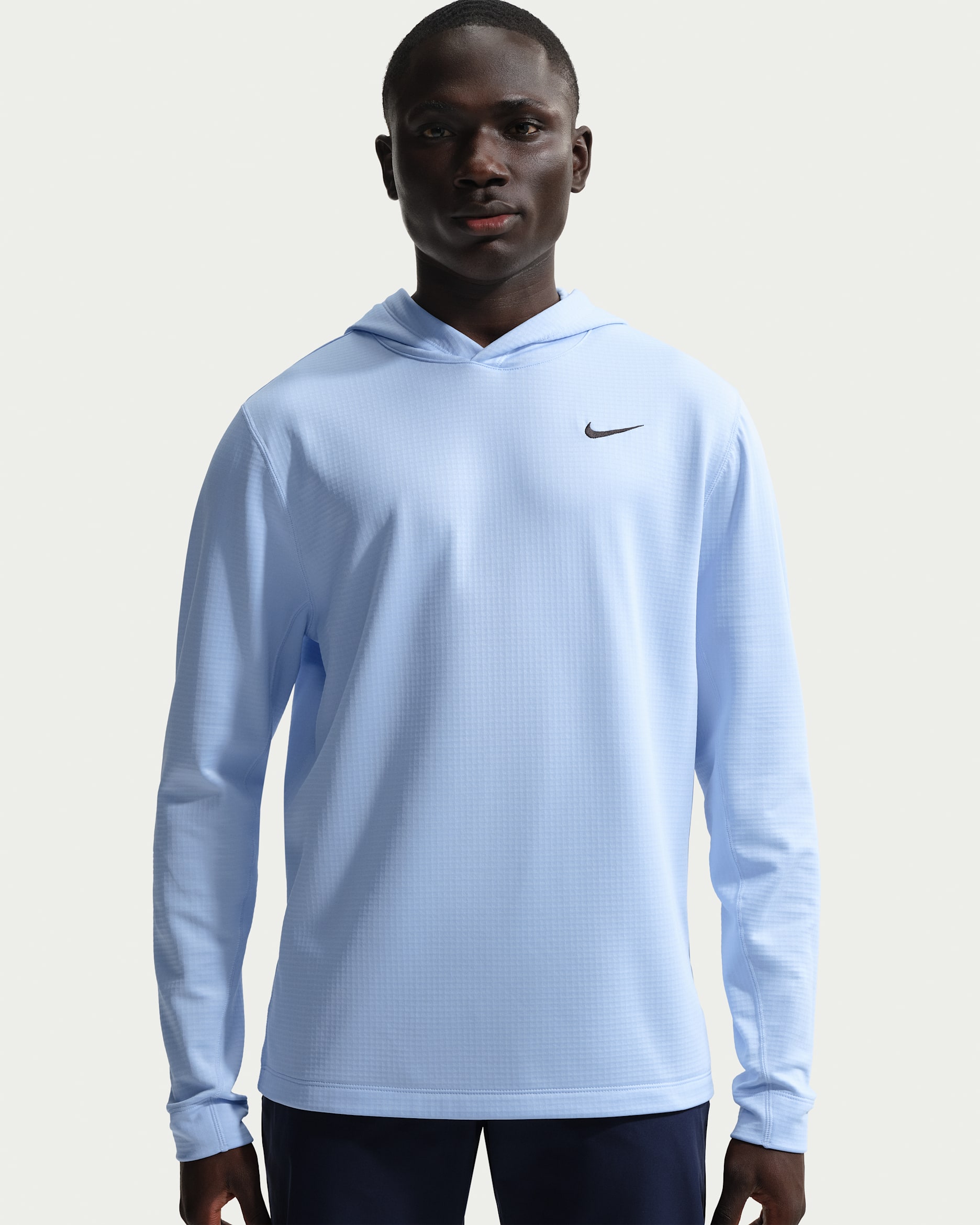 Nike Velocity Therma-FIT férfi kapucnis golfpulóver - Hydrogen Blue/Fekete