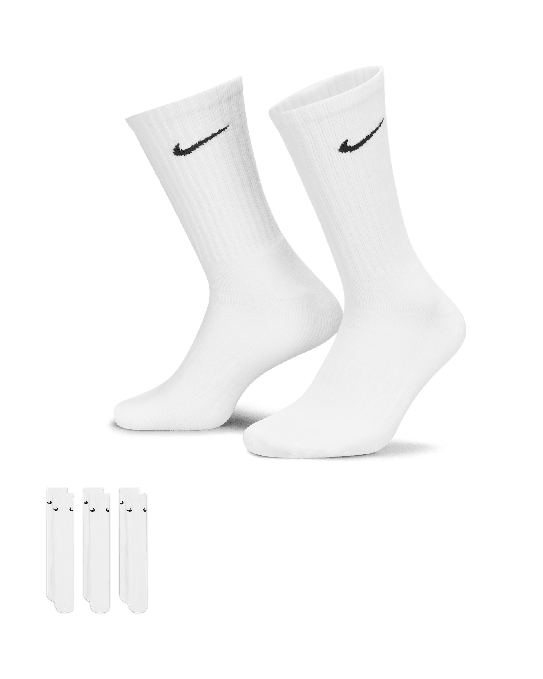 Nike Cushioned Crew trainingssokken (3 paar) - Wit/Zwart