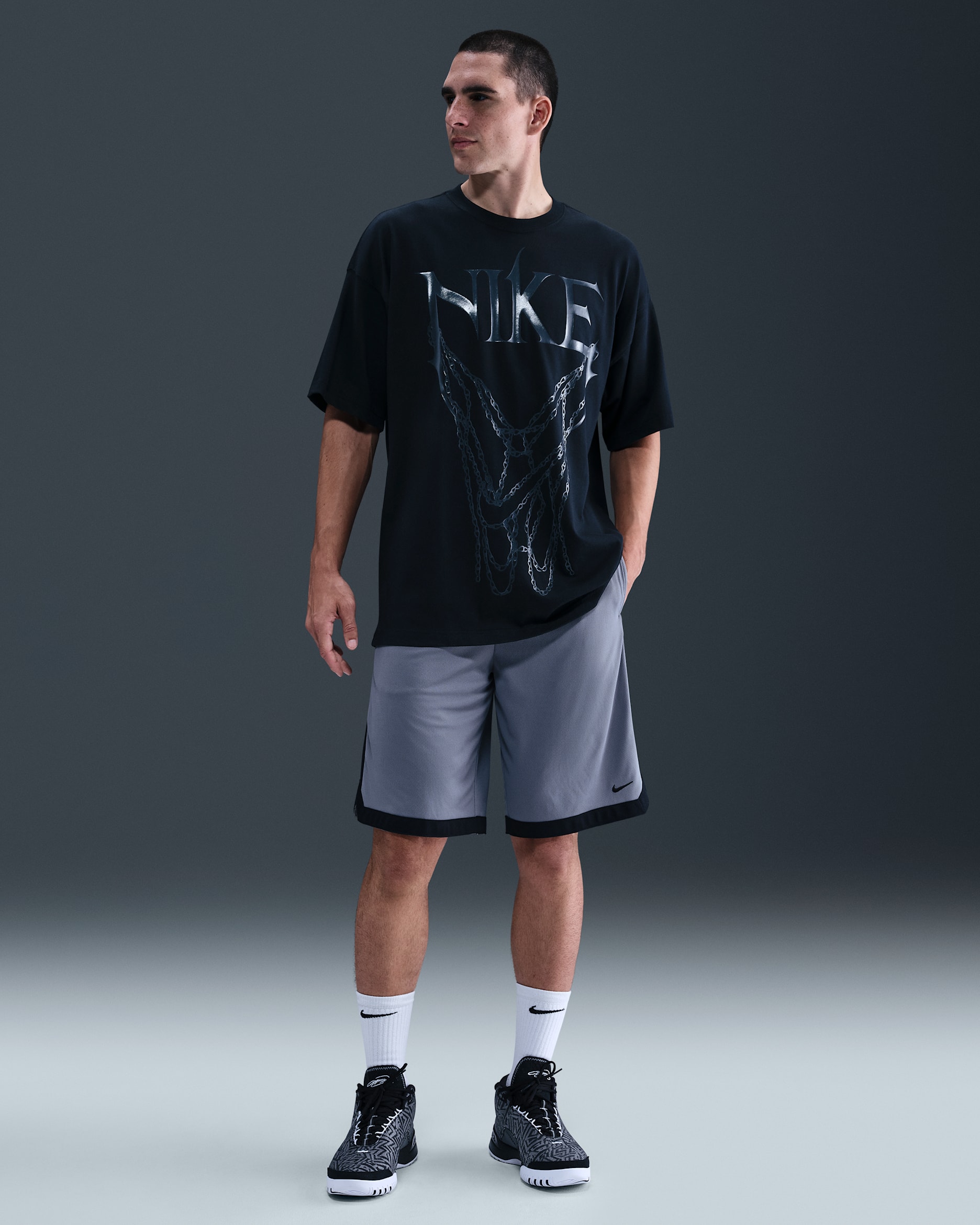 Shorts de básquetbol Dri-FIT de 28 cm para hombre Nike DNA Academy - Gris azulado/Negro/Negro