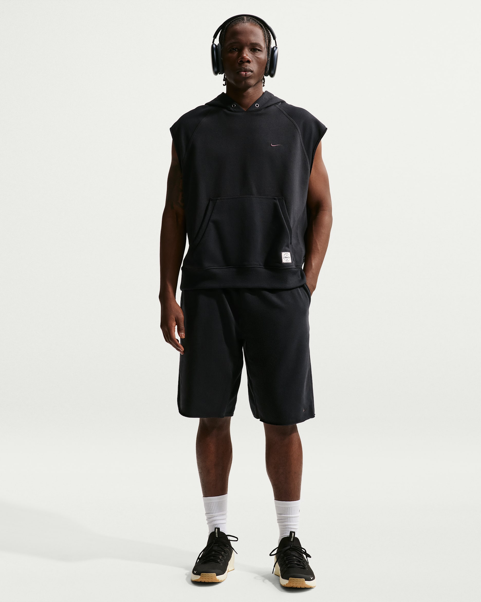 Nike NAC Men's Dri-FIT Fleece Training Shorts - Black/Pale Ivory/Black
