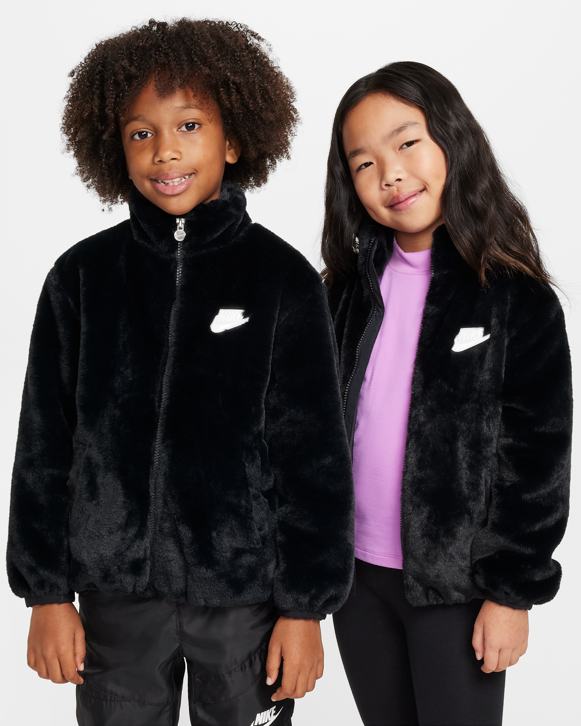 ナイキ リトルキッズ フェイク ファー ジャケット - ブラック