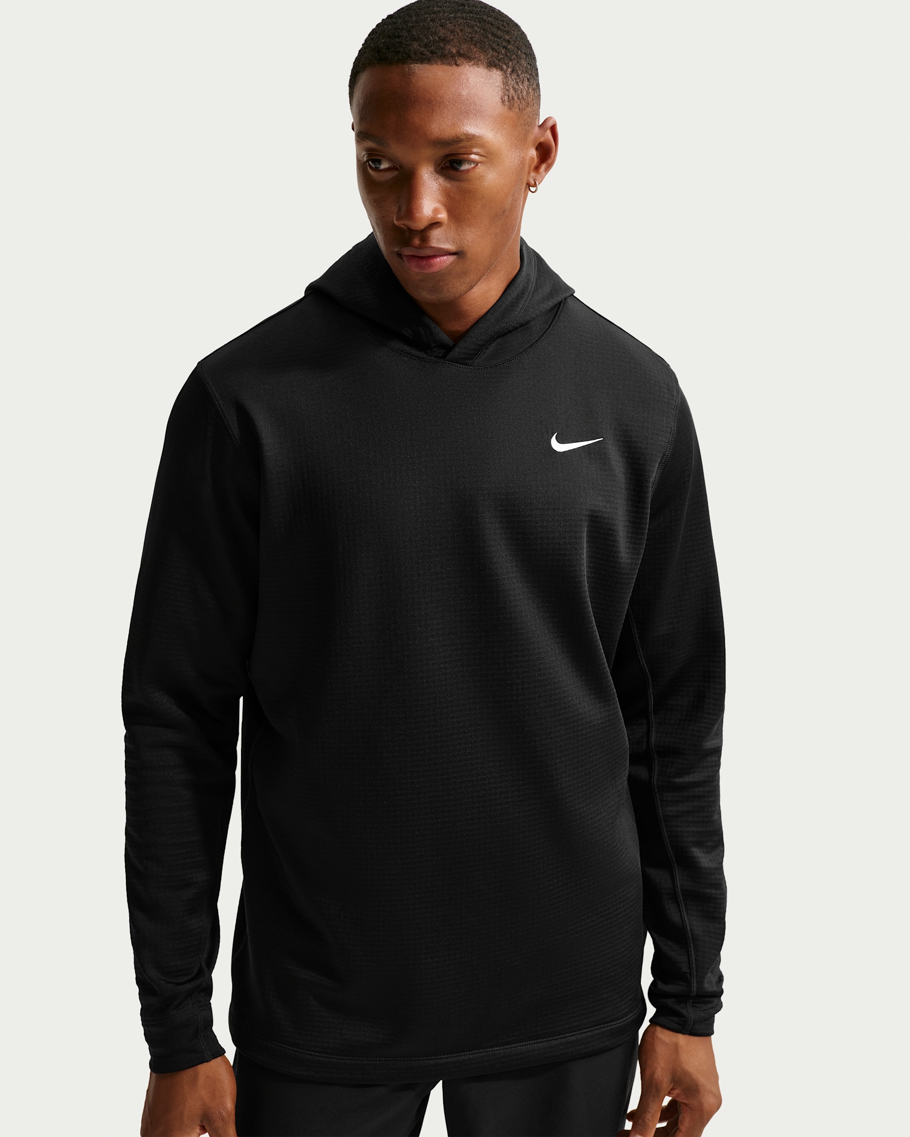 Pánská golfová mikina s kapucí Nike Velocity Therma-FIT - Černá/Bílá