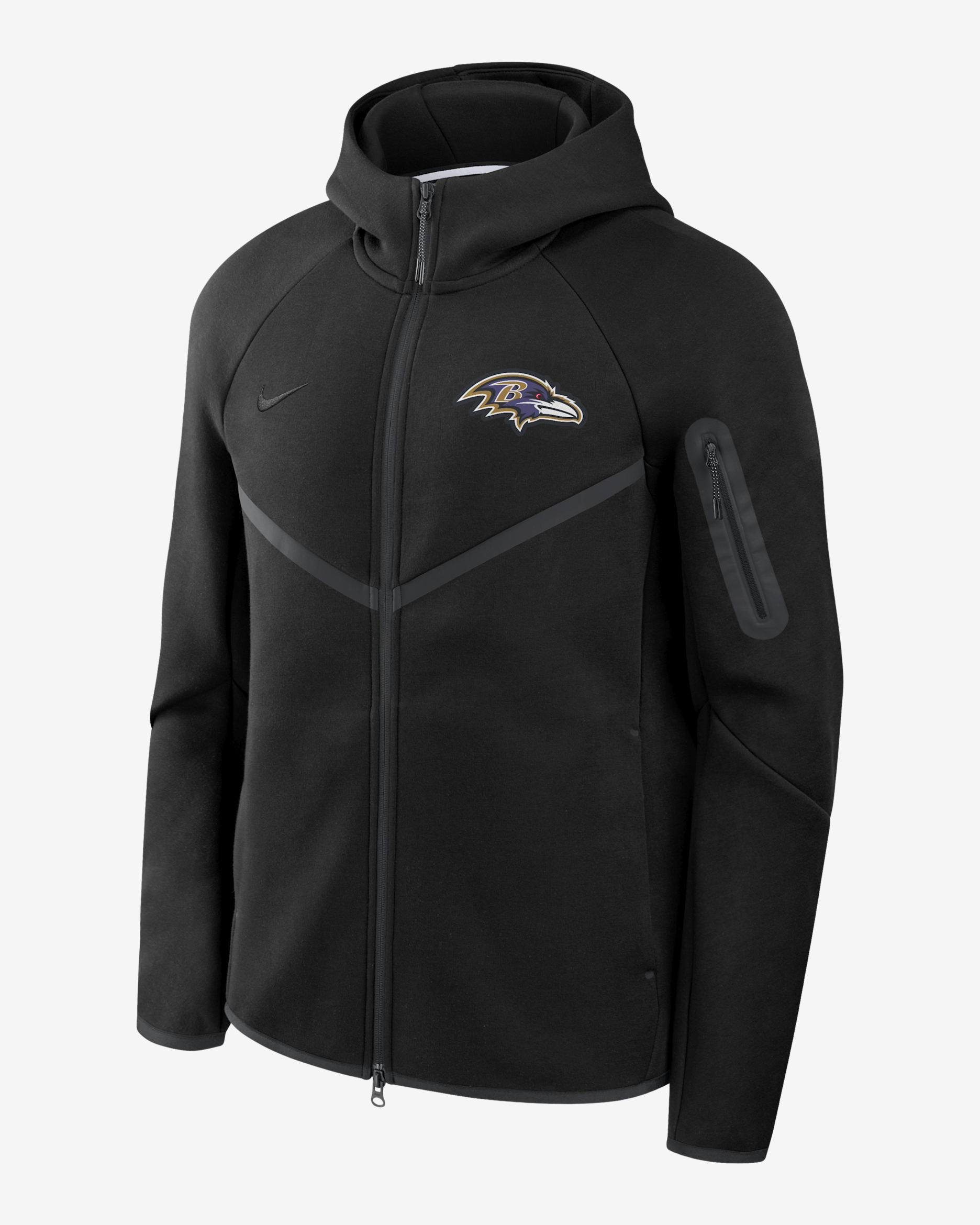 Baltimore Ravens Tech Fleece Windrunner Men's Nike NFL Full-Zip Hooded Jacket - Black/Black