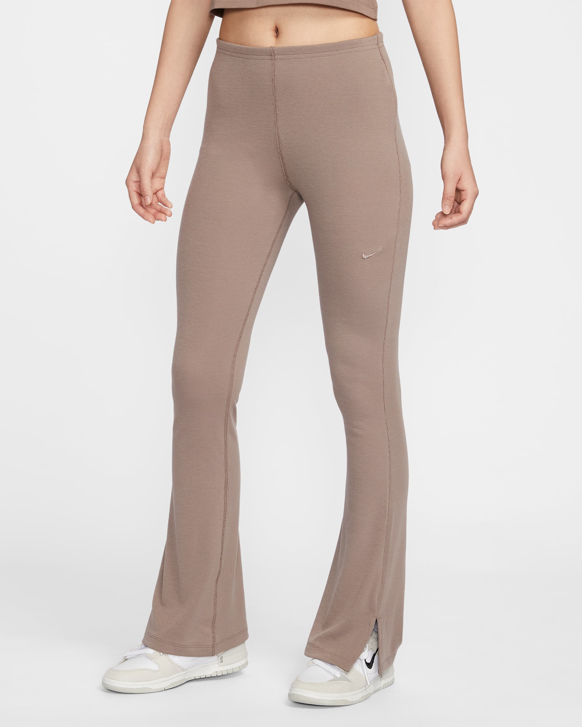 나이키 스포츠웨어 칠 니트 여성 타이트 미니 립 플레어 레깅스 - 밍크 브라운/밍크 브라운