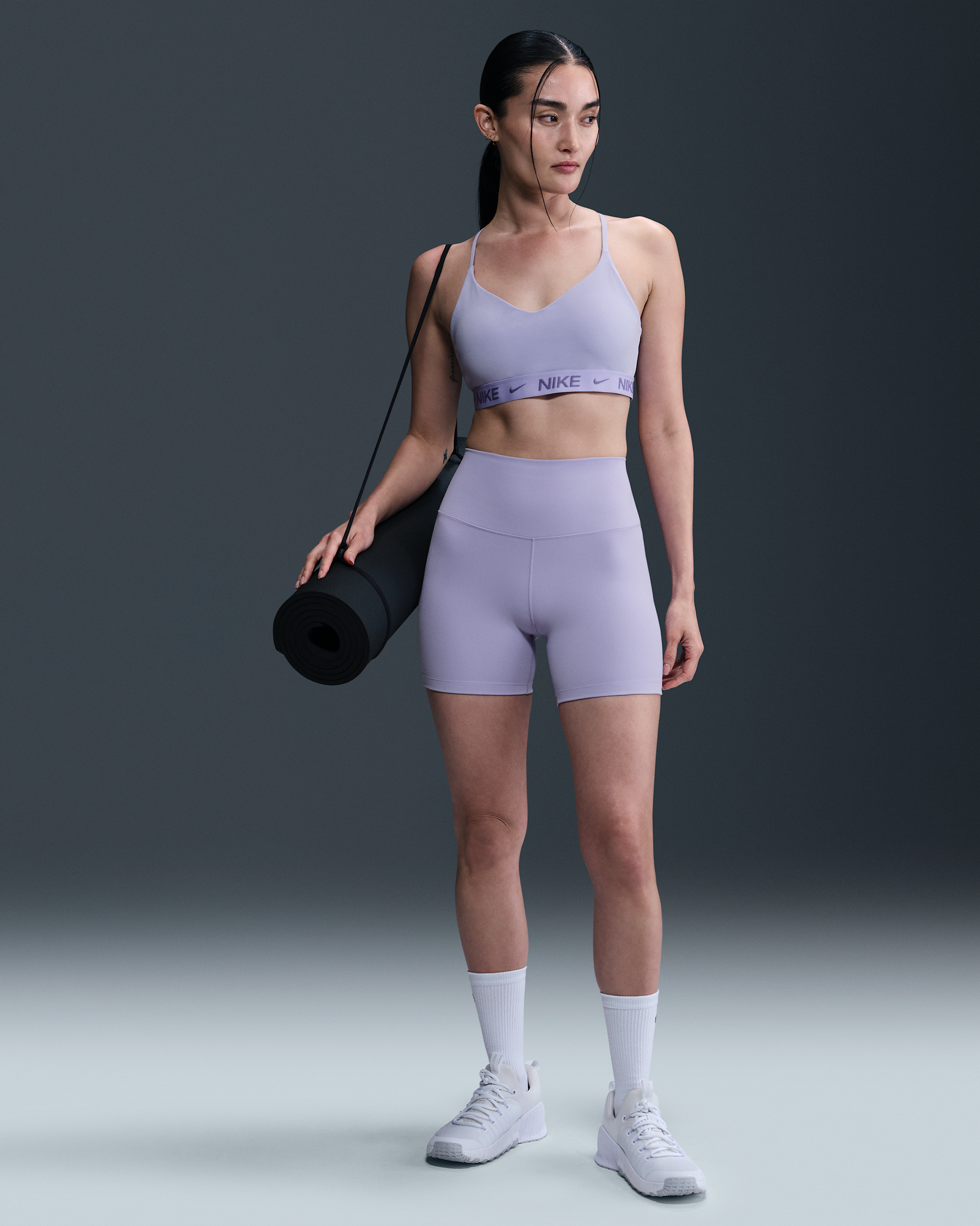 Nike One Women's High-Waisted 5" Biker Shorts - Lilac Ice/Black