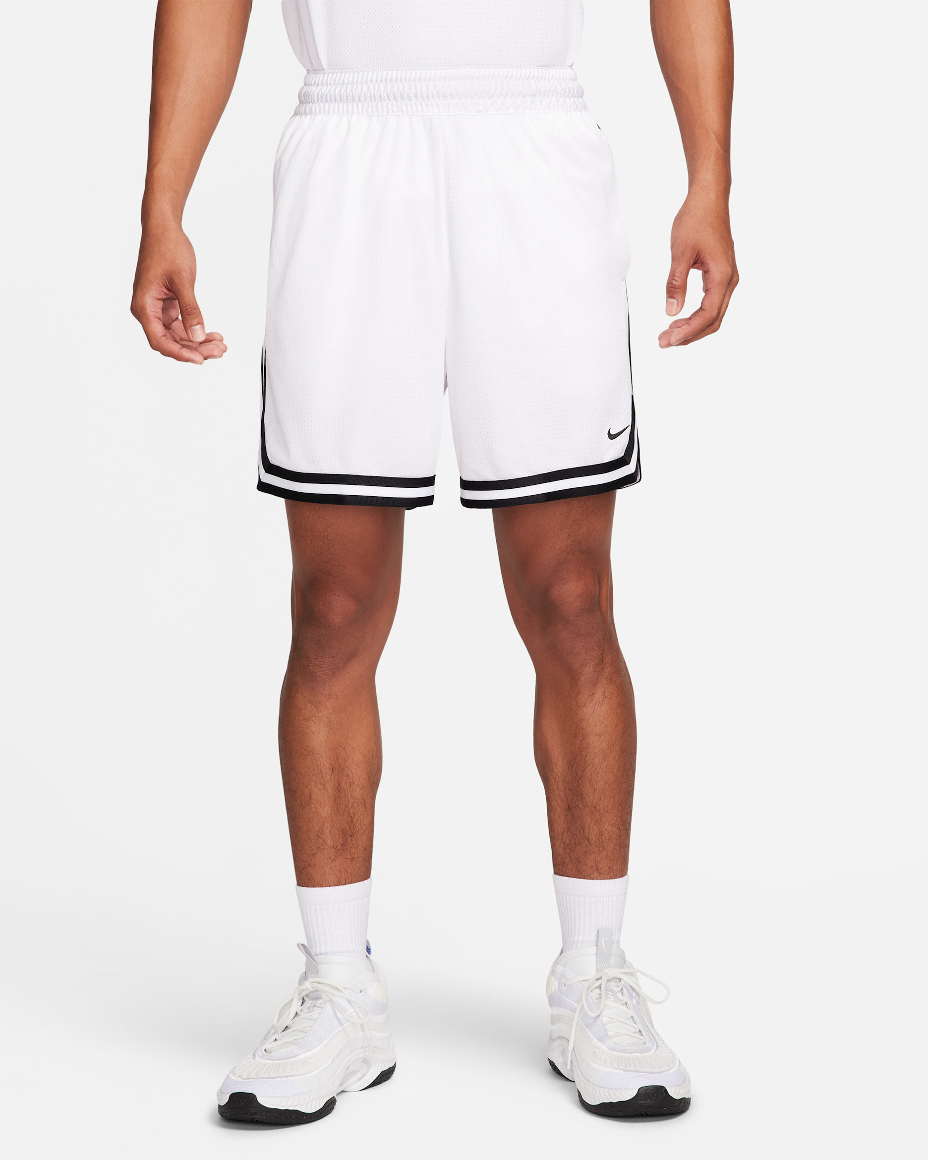 Shorts de básquetbol Dri-FIT de 15 cm para hombre Nike DNA - Blanco/Negro/Negro