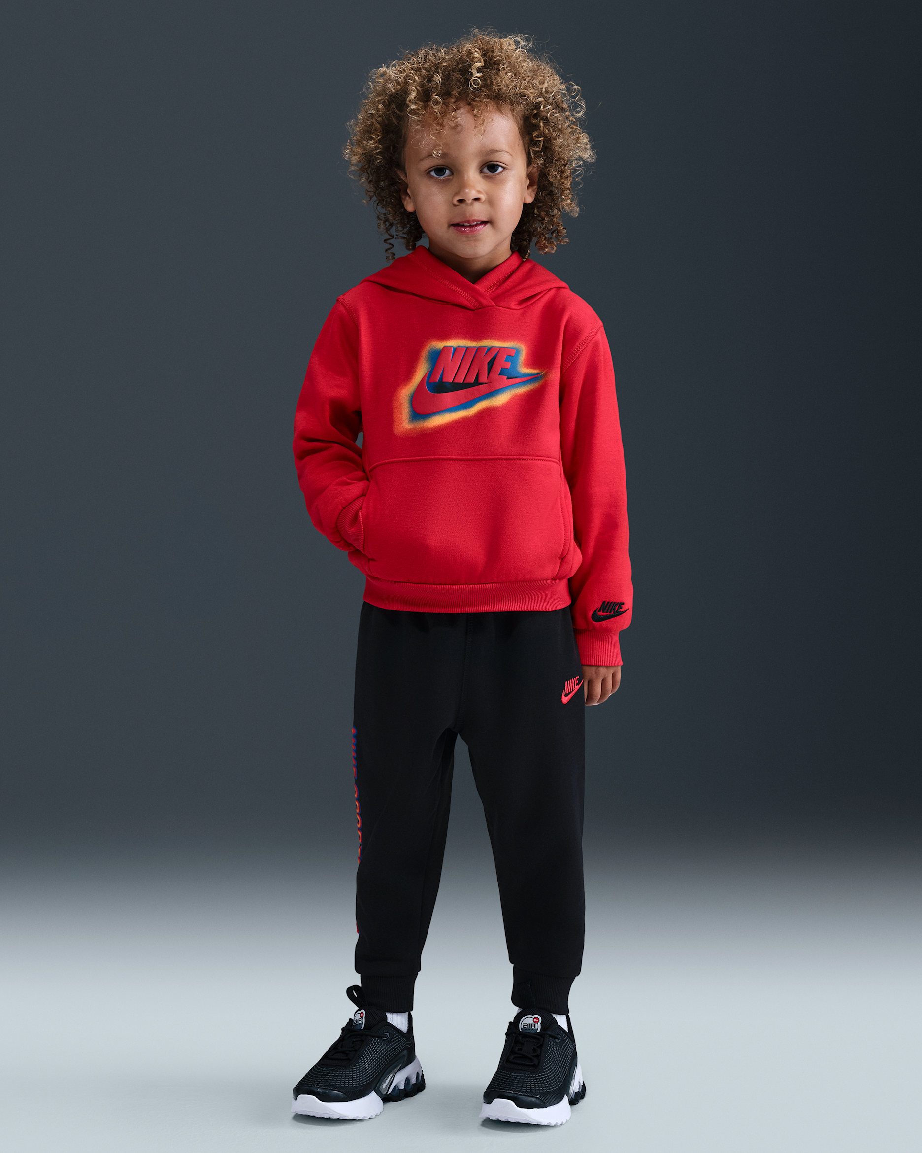 Conjunto de 2 piezas de sudadera con gorro de tejido Fleece ligero infantil Nike Glow With Me - Negro