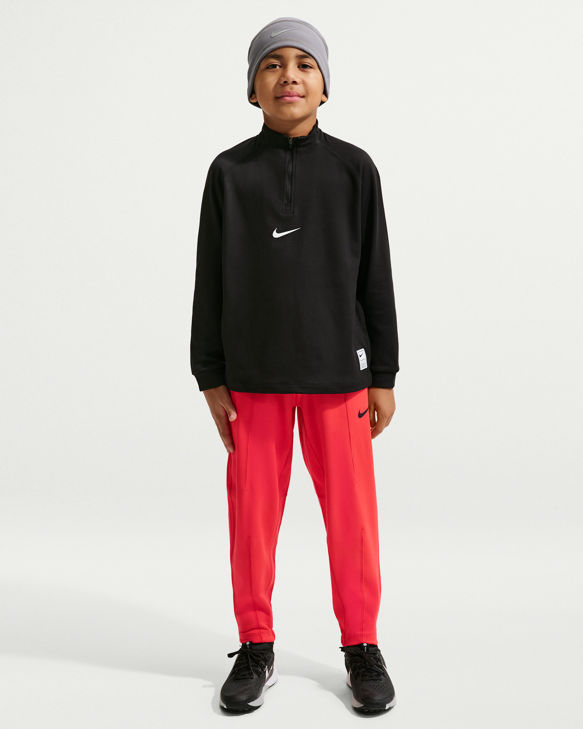 Nike Pro Big Kids' (Boys') Dri-FIT Fleece Pants - Light Crimson/White/Black