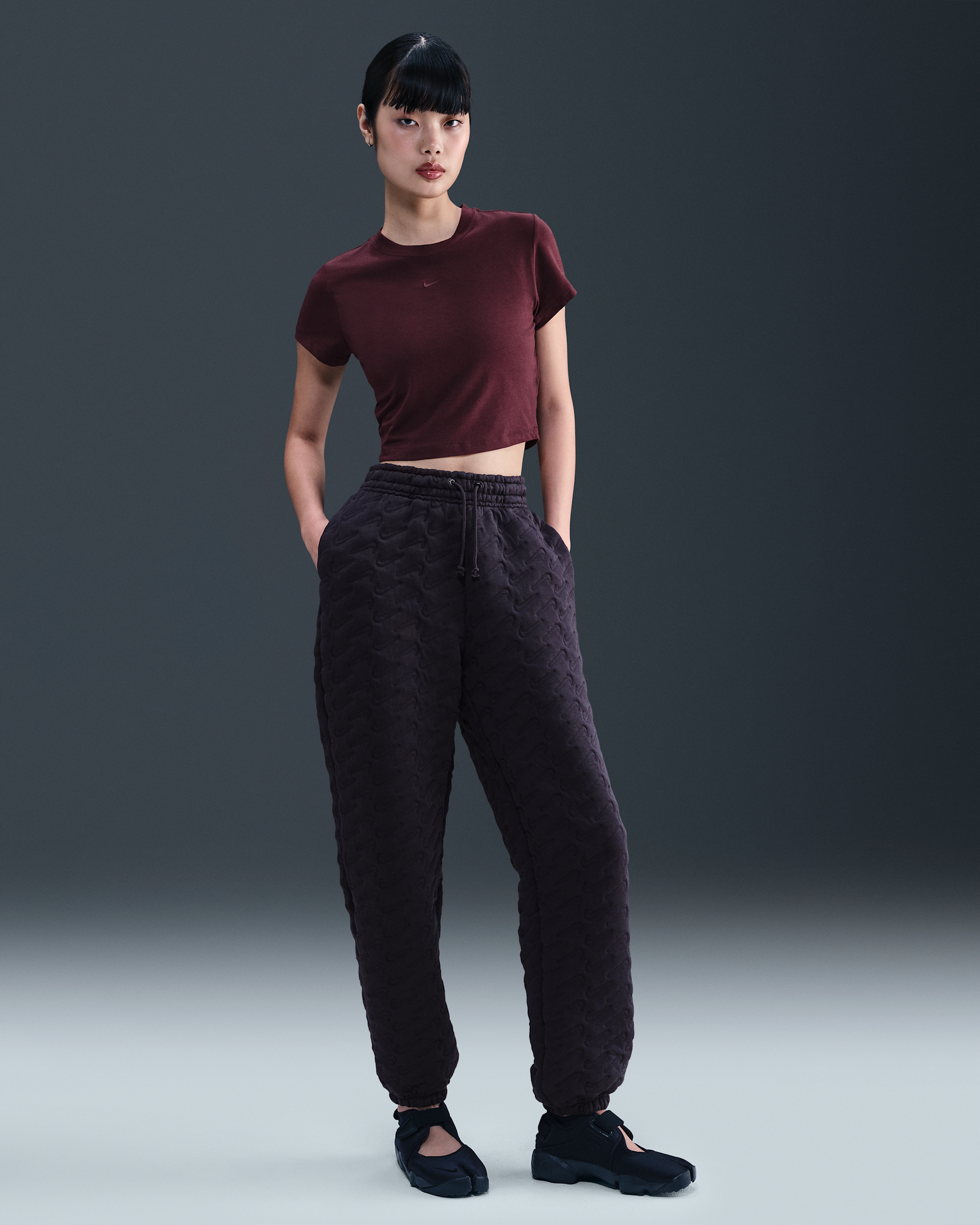 Nike Sportswear Phoenix Fleece Women's Oversized High-Waisted Jacquard Trousers - Cave Purple/World Indigo