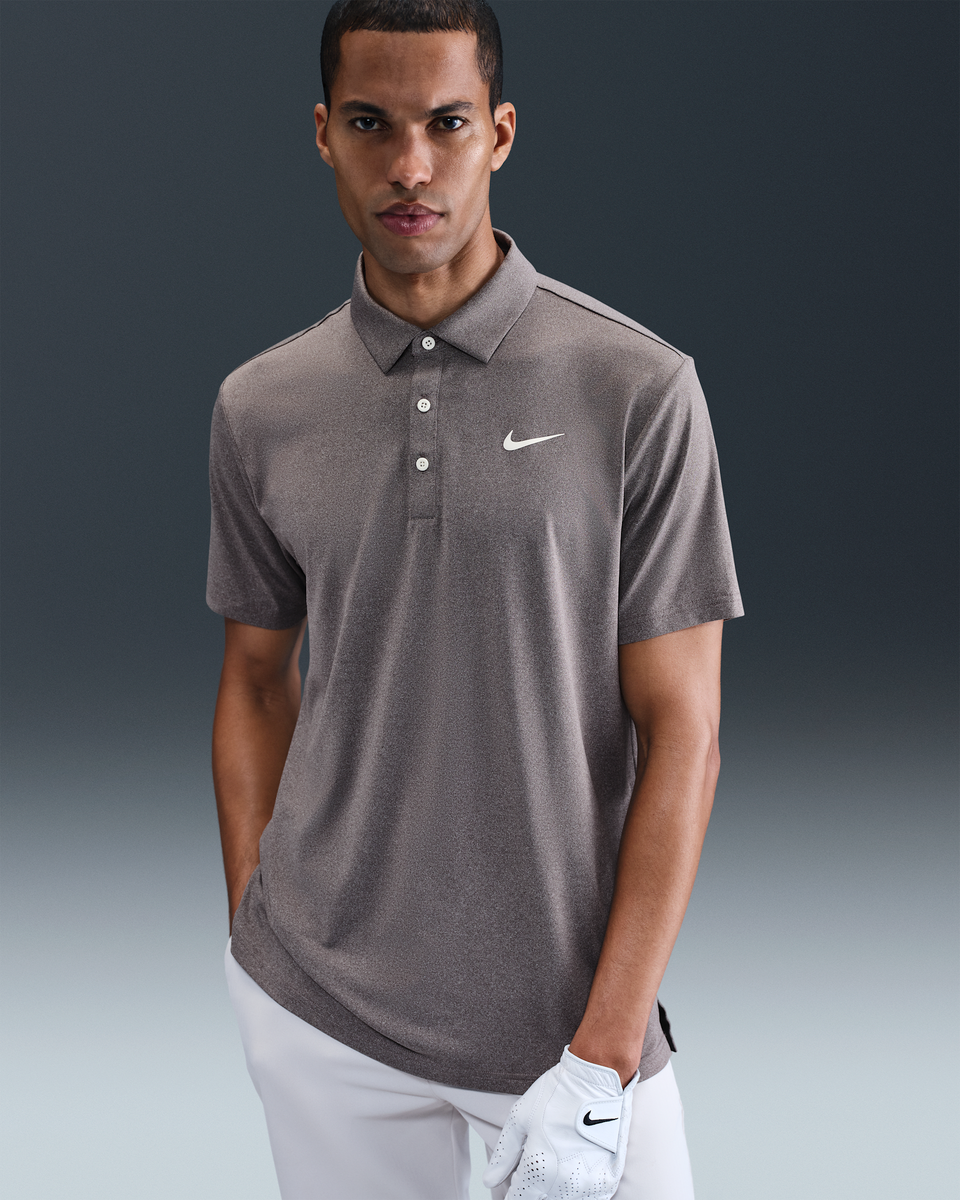 Nike Tour Men's Dri-FIT Heathered Golf Polo - Baroque Brown/Pale Ivory