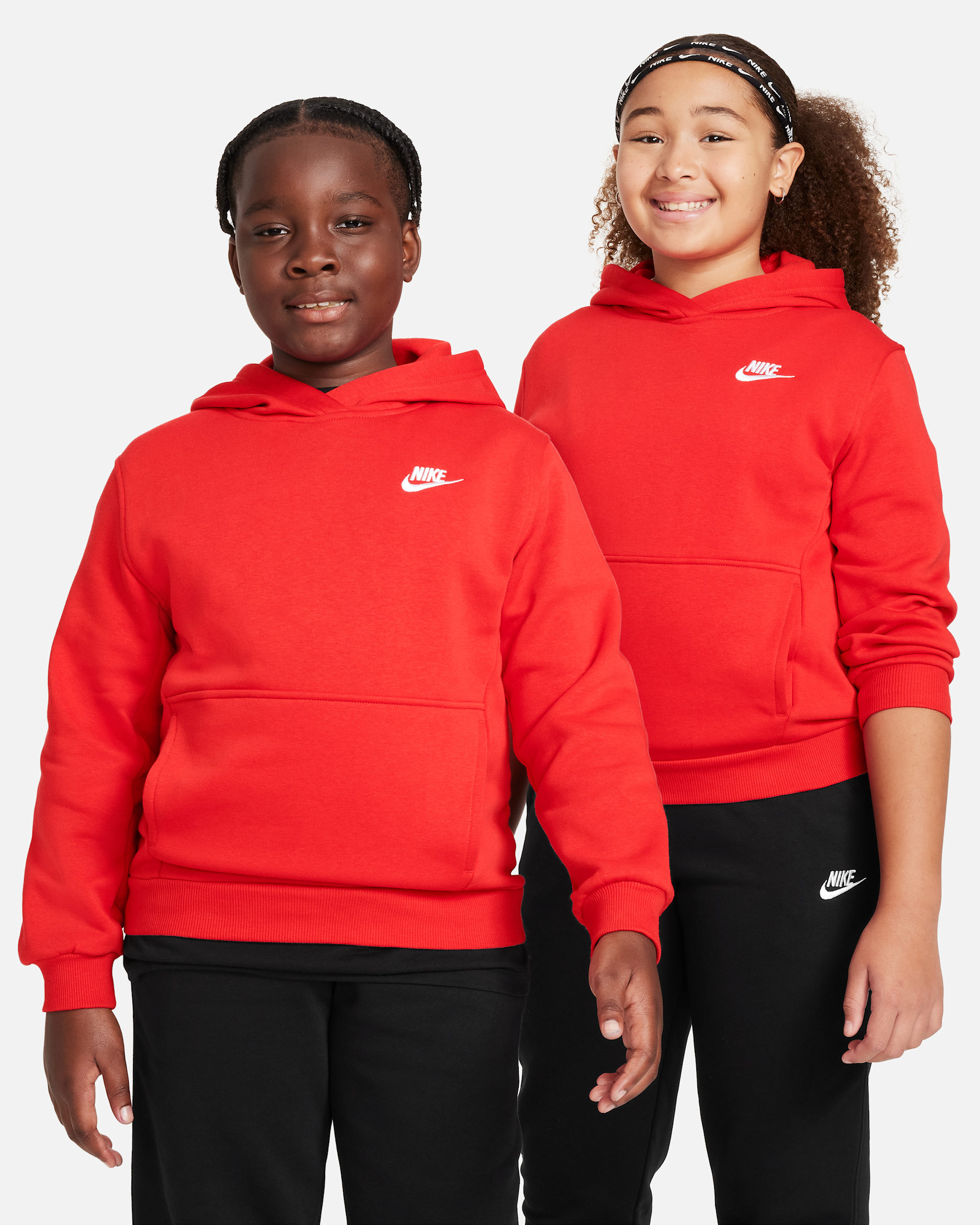 Sudadera con gorro sin cierre para niños talla grande (talla amplia) Nike Sportswear Club Fleece - Rojo universitario/Blanco