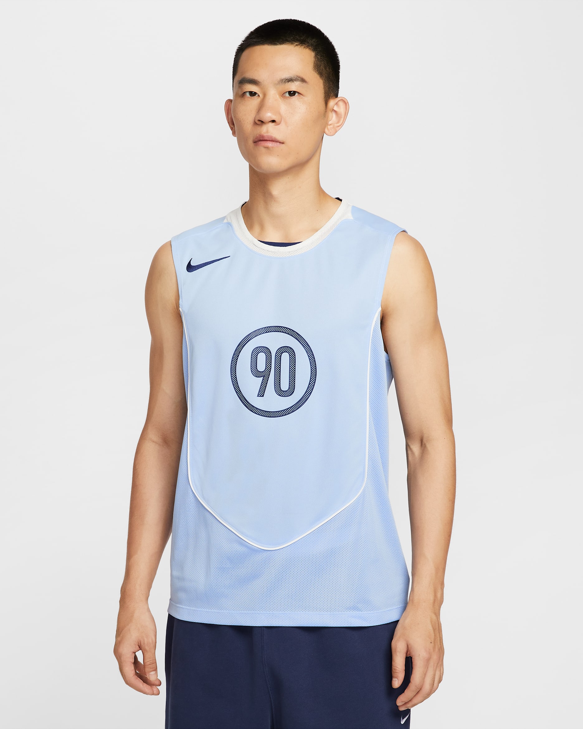 Nike Total 90 Men's Dri-FIT Sleeveless Soccer Top - Aluminum/Sail/Sail/Blue Void