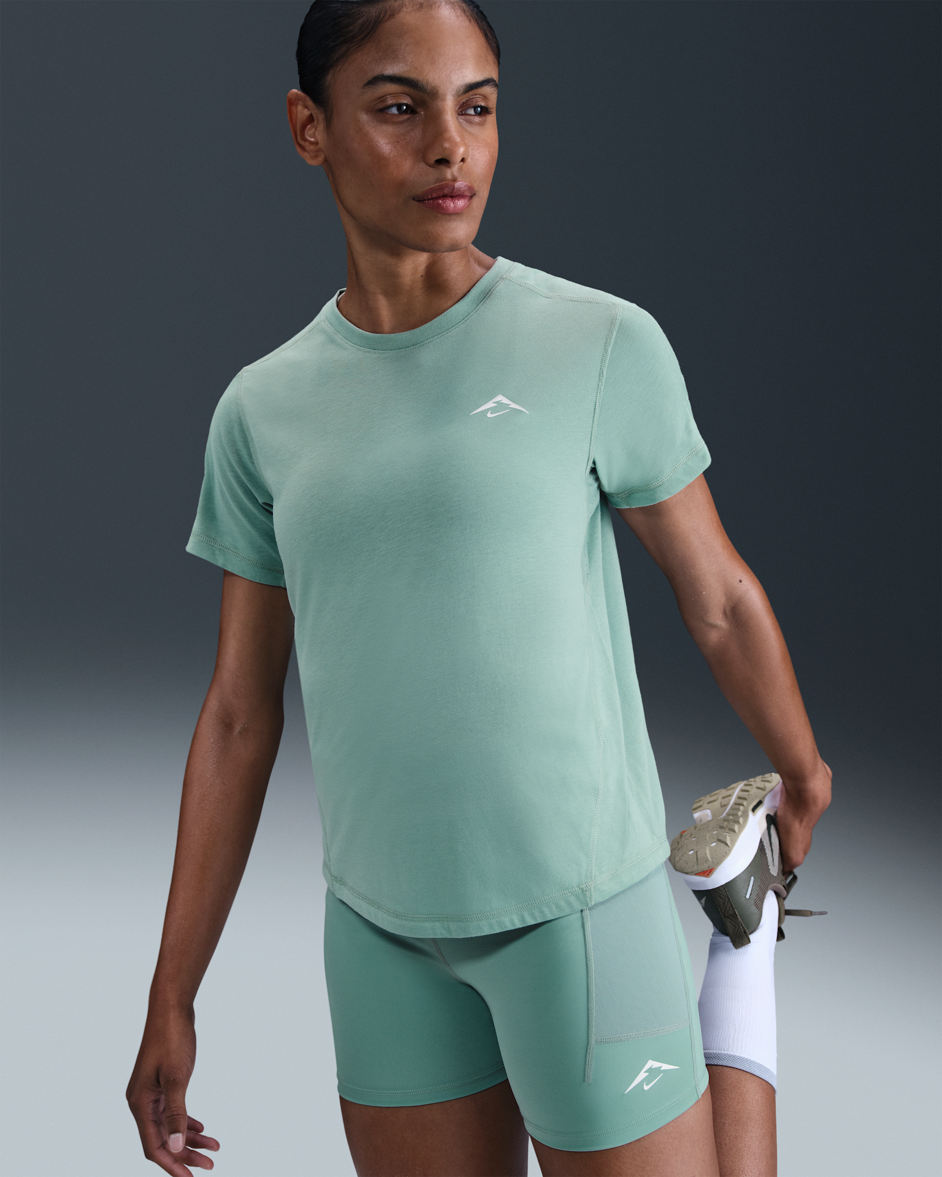 Nike Trail Women's Dri-FIT Short-Sleeve Running Top - Cannon/Summit White