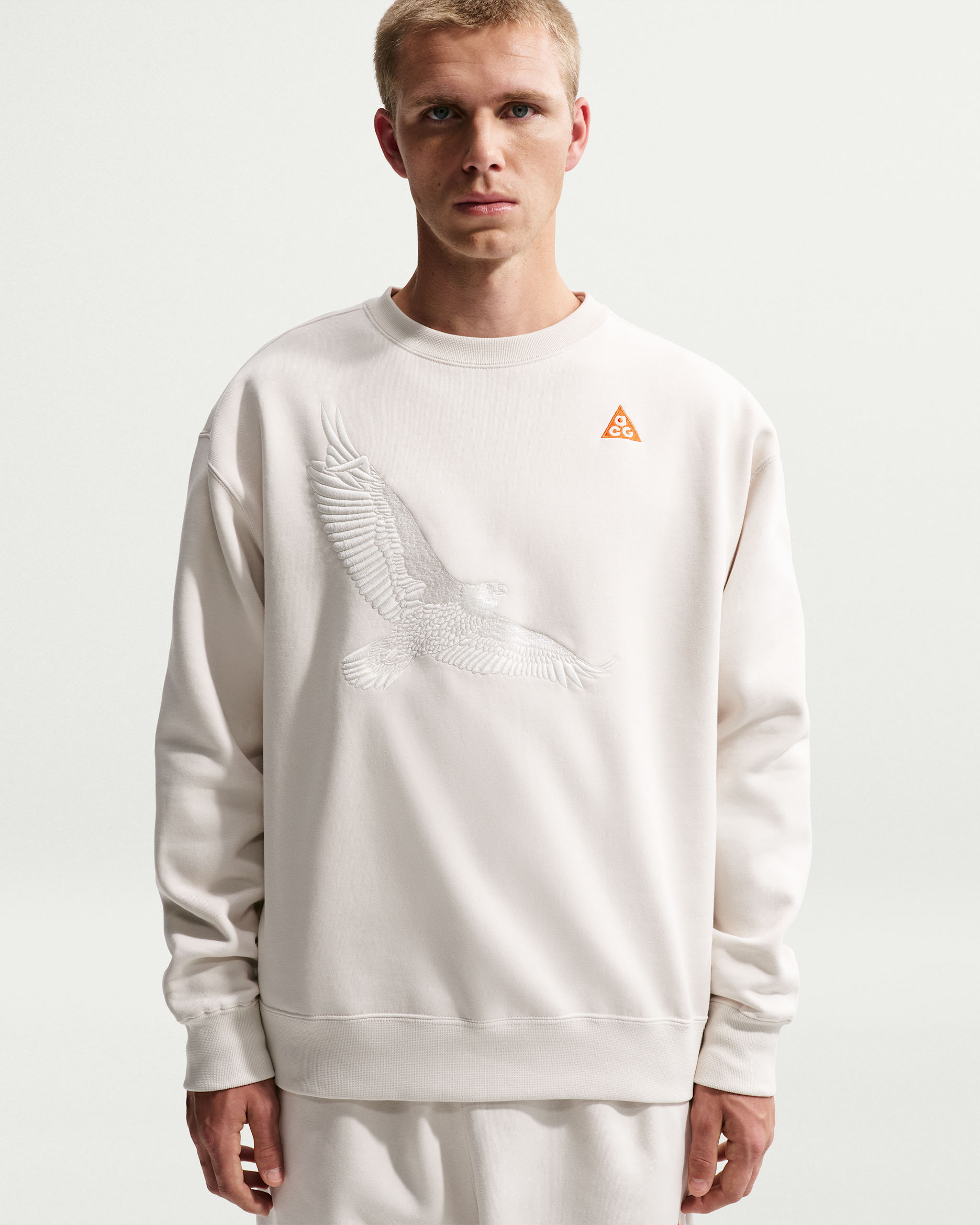 Nike ACG USA Men's Therma-FIT Crew-Neck Sweatshirt - Phantom/Safety Orange