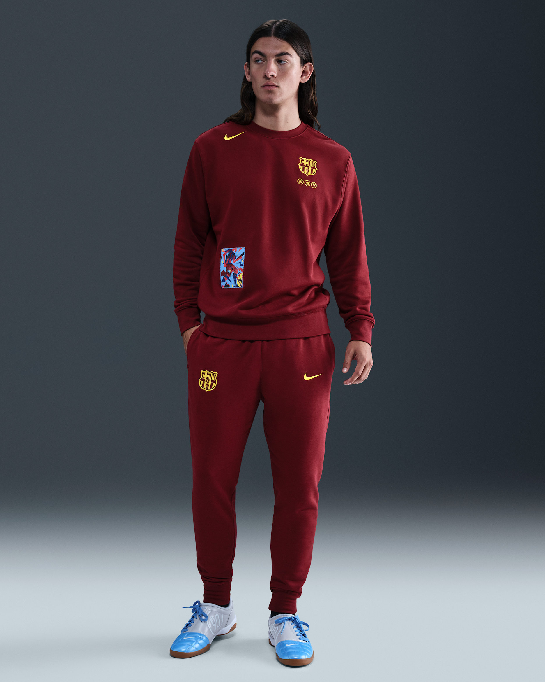 FC Barcelona Club Fourth Men's Nike Football Joggers - Team Red/Opti Yellow