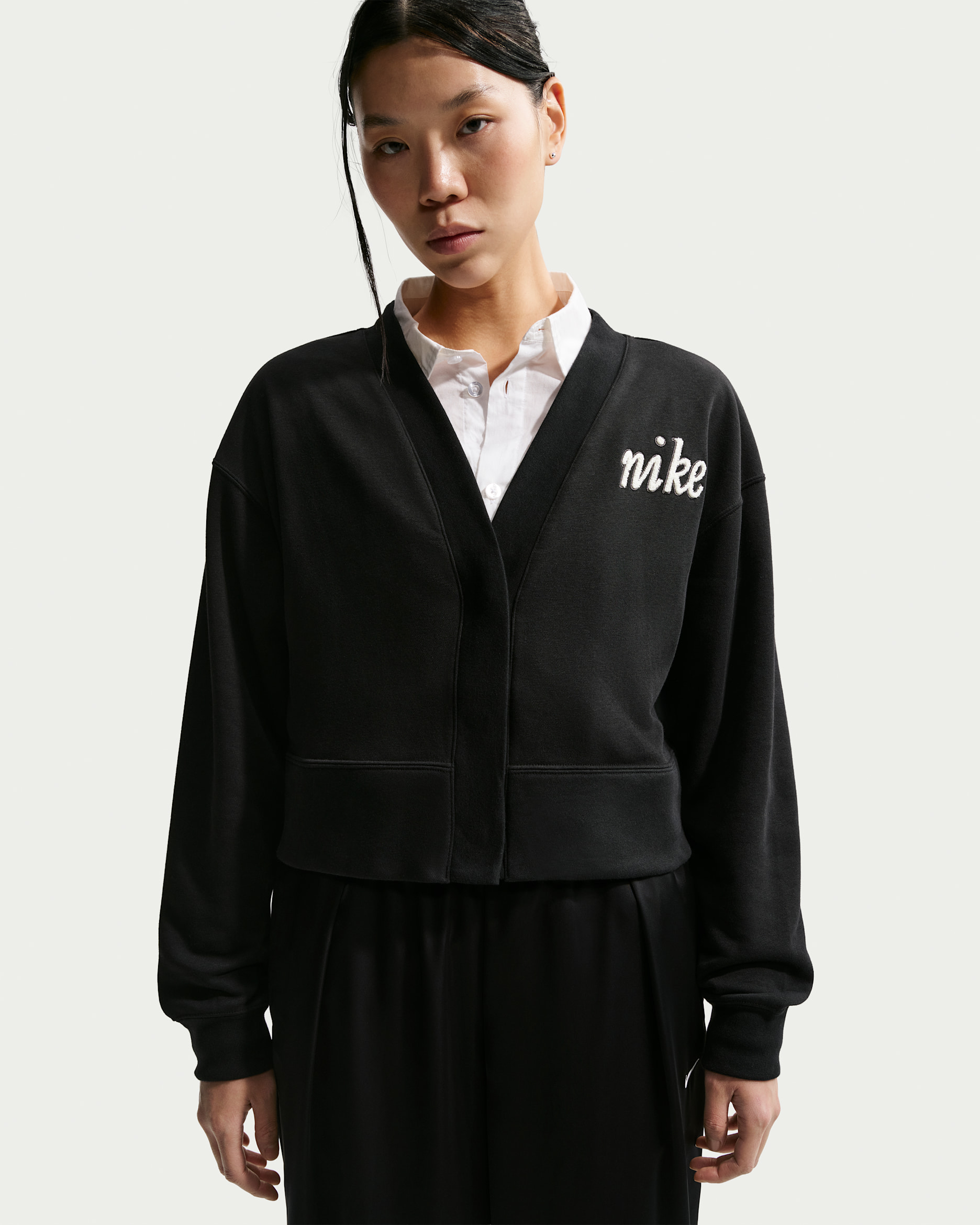 Nike Sportswear Club Fleece Women's Loose Cardigan - Black/Coconut Milk