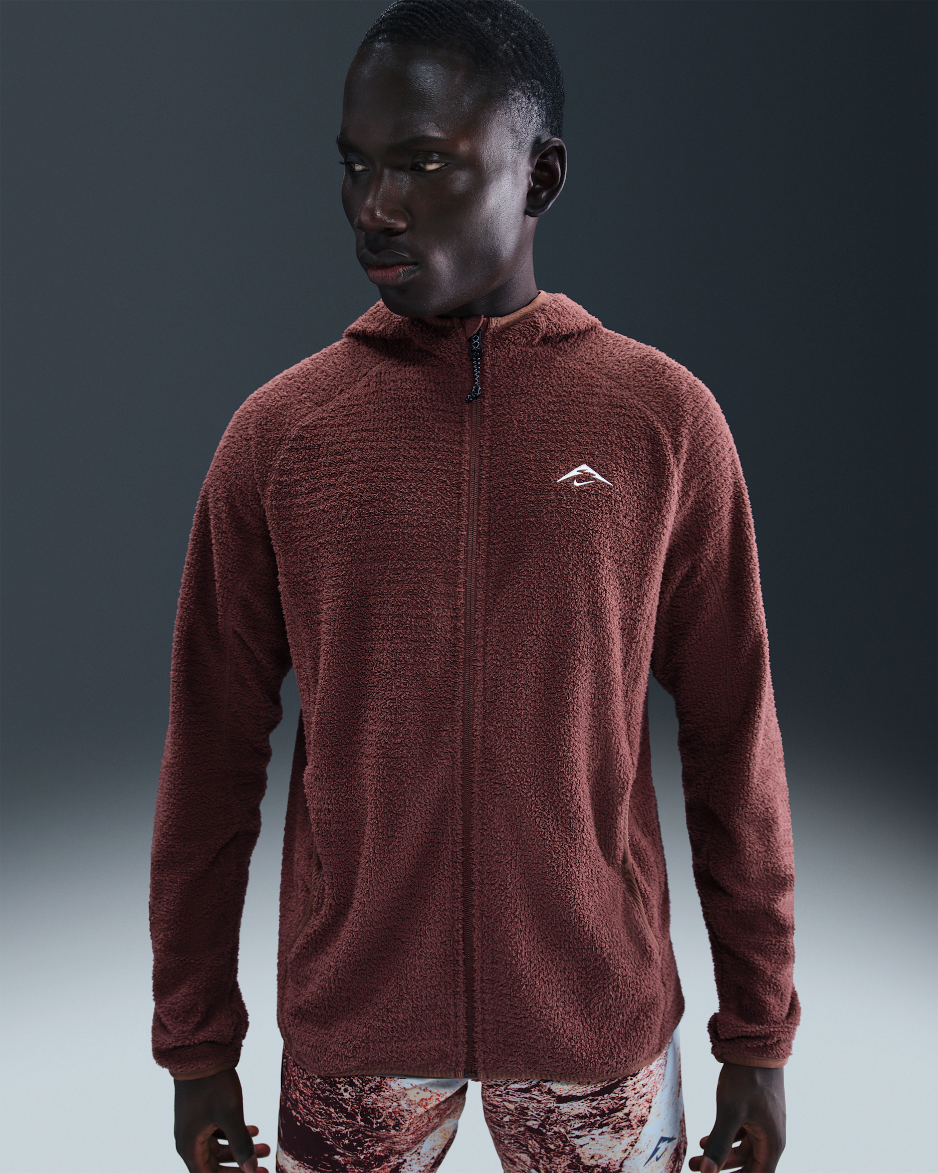 Veste de running en tissu Fleece Dri-FIT Nike Trail pour homme - Red Sepia/Summit White