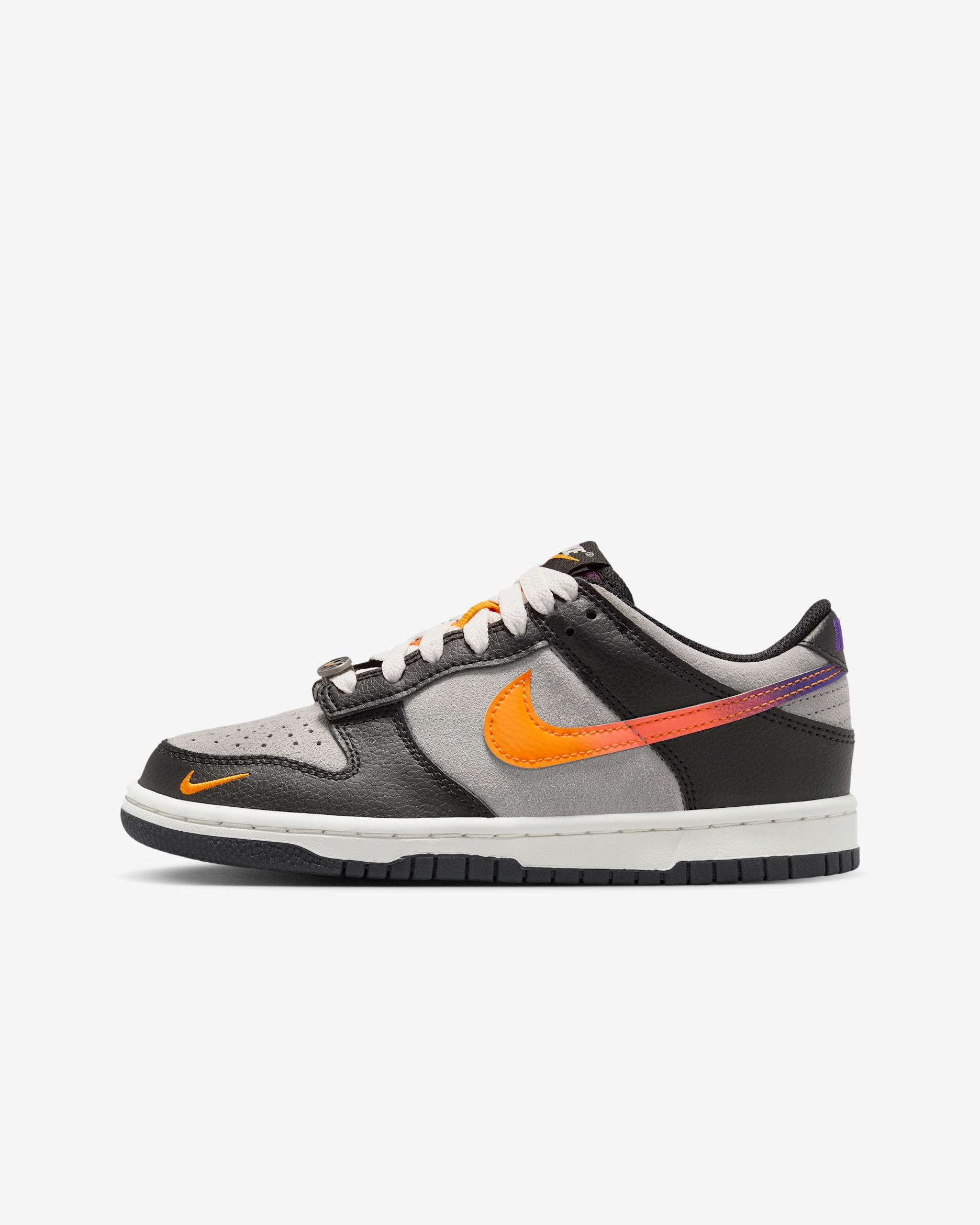 Nike Dunk Low Big Kids' Shoes - Medium Grey/Black/Sail/Orange Peel