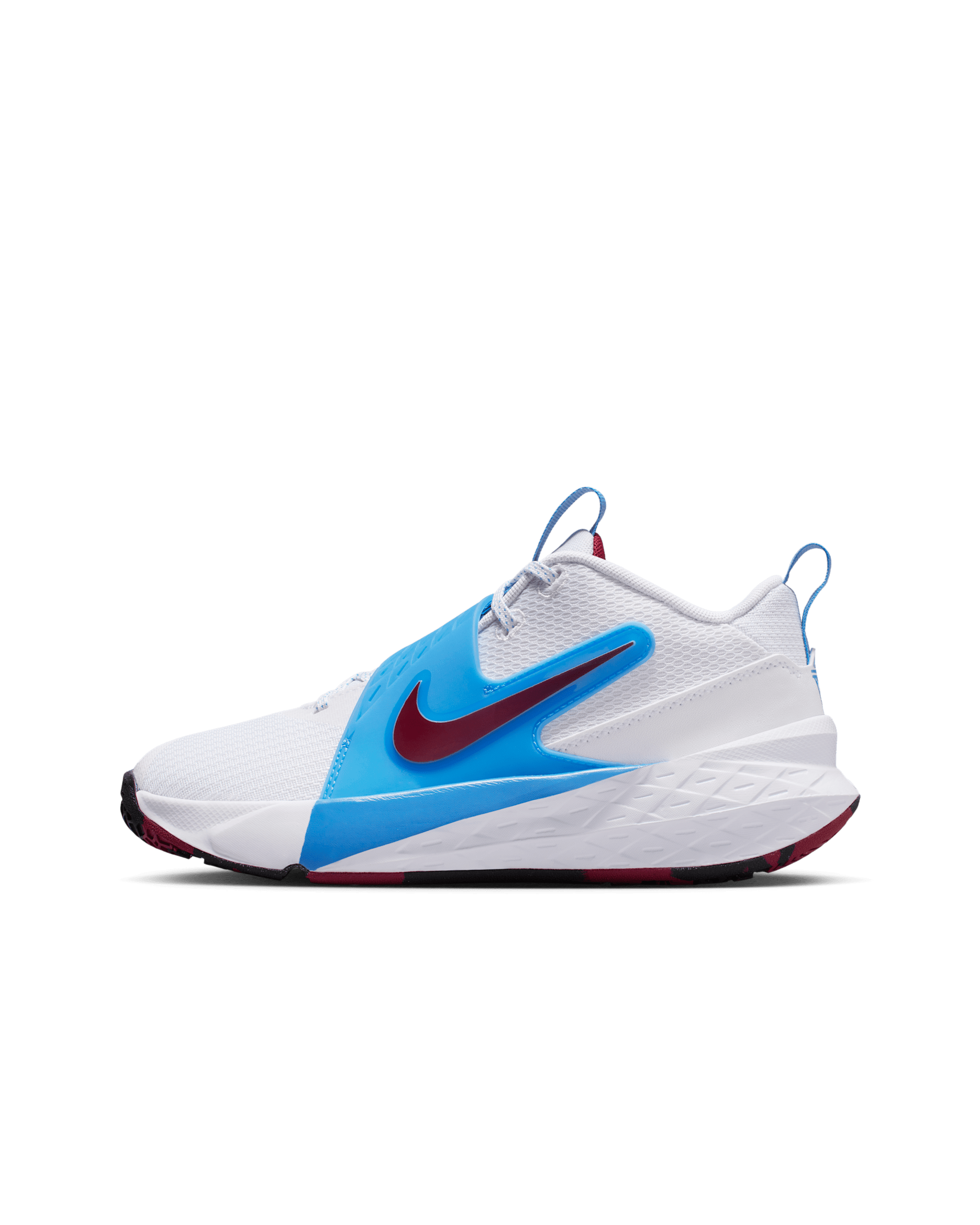 Chaussure de basket Nike Team Hustle D 12 pour ado - Blanc/University Blue/Noir/Team Red