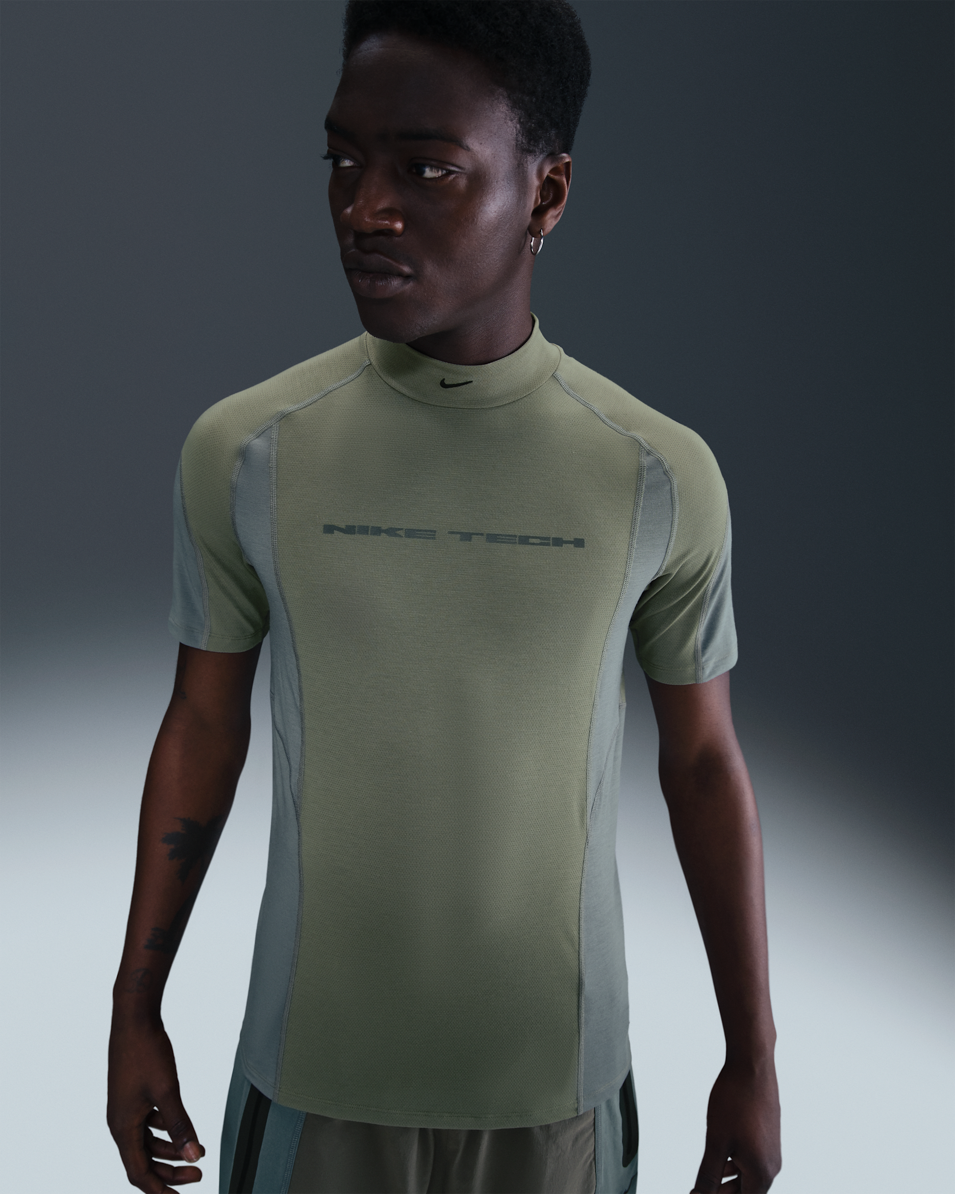 Nike Tech Men's Dri-FIT Short-Sleeve Base Layer - Light Army/Cool Grey/Cool Grey/Black