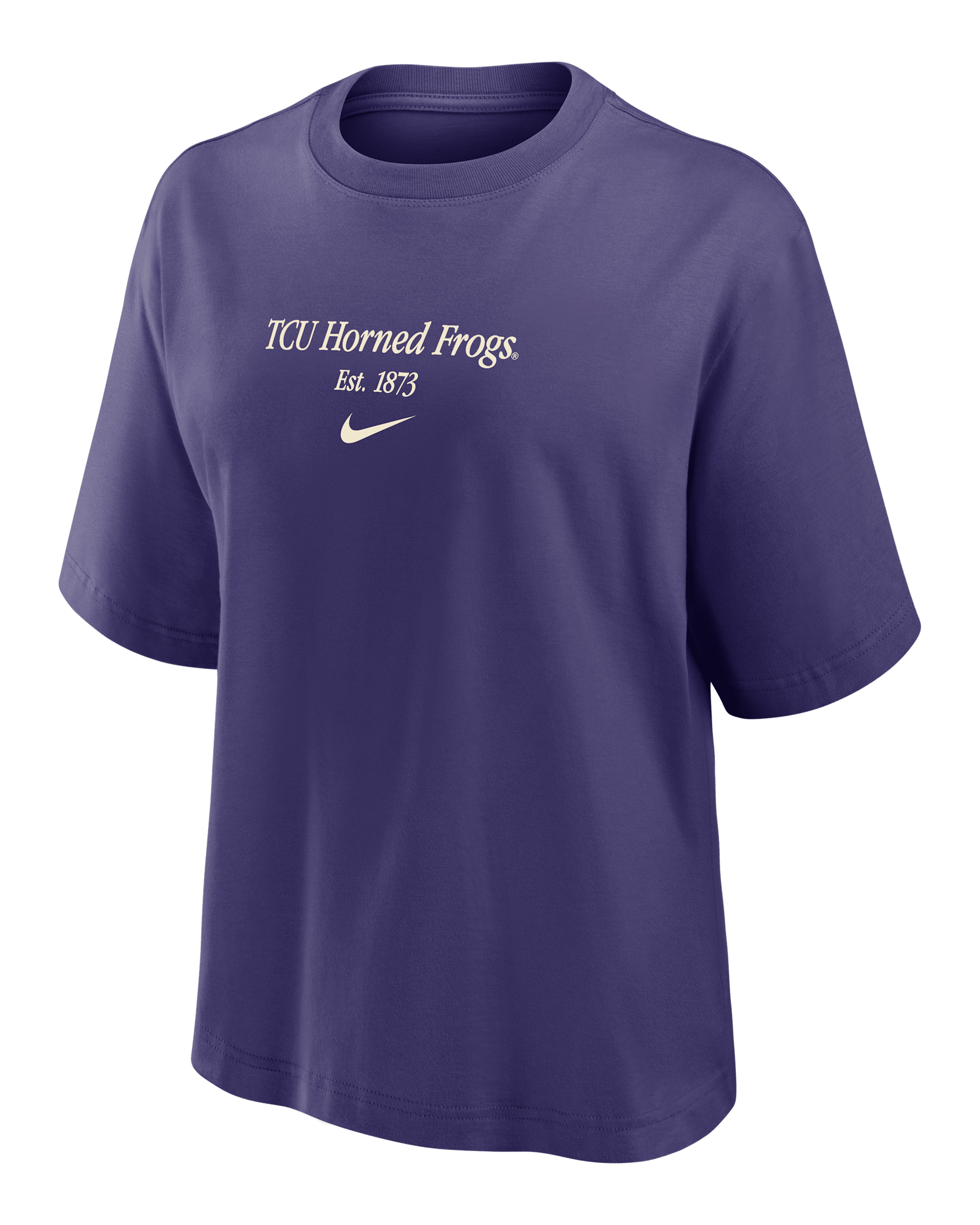 Playera universitaria de corte cuadrado Nike para mujer TCU Authentics - Orquídea nuevo