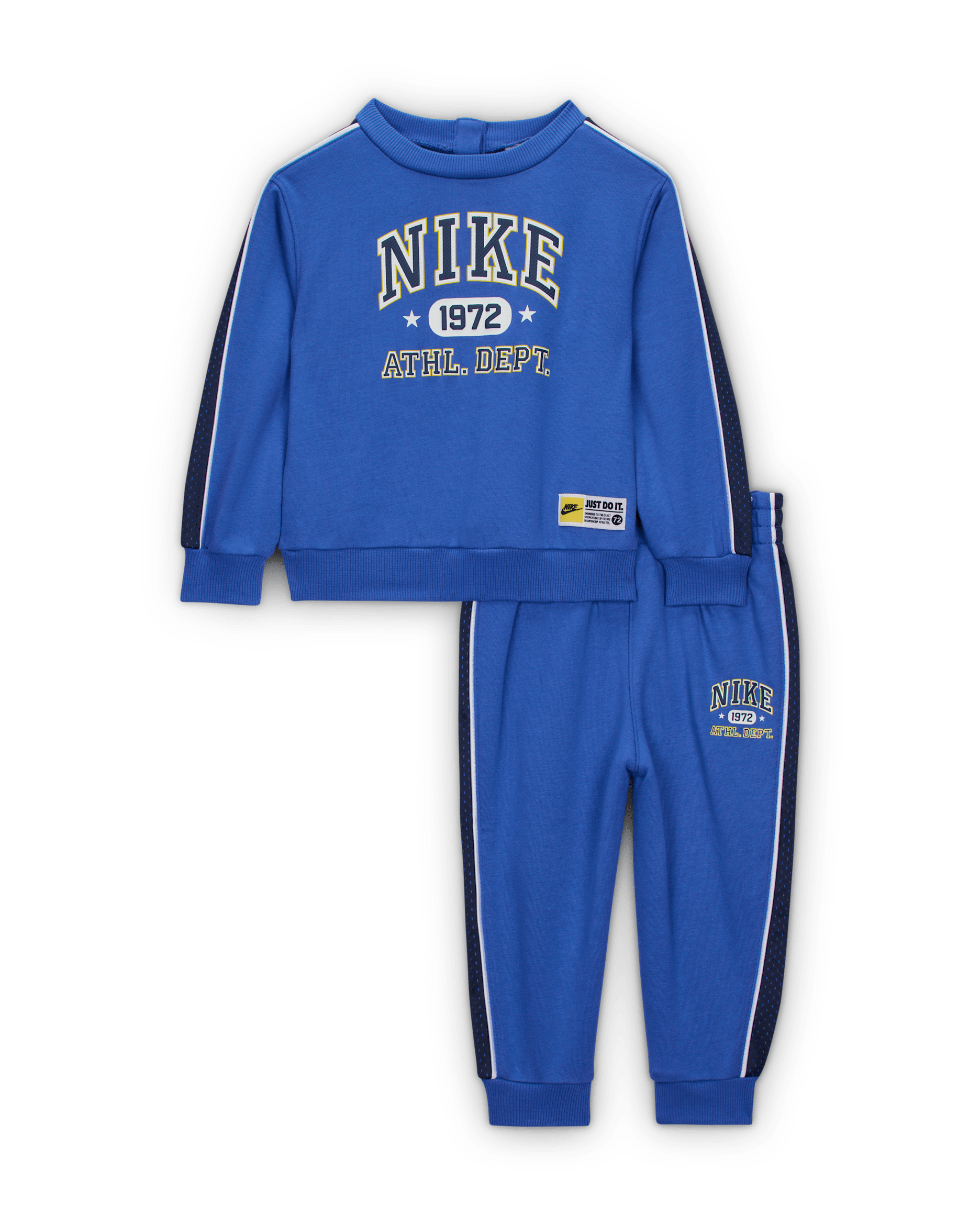 Enterito para bebé Nike Sportswear (12 a 24 meses) P.E. Conjunto de sudadera de cuello redondo y pantalones de French Terry para bebé - Azul cometa